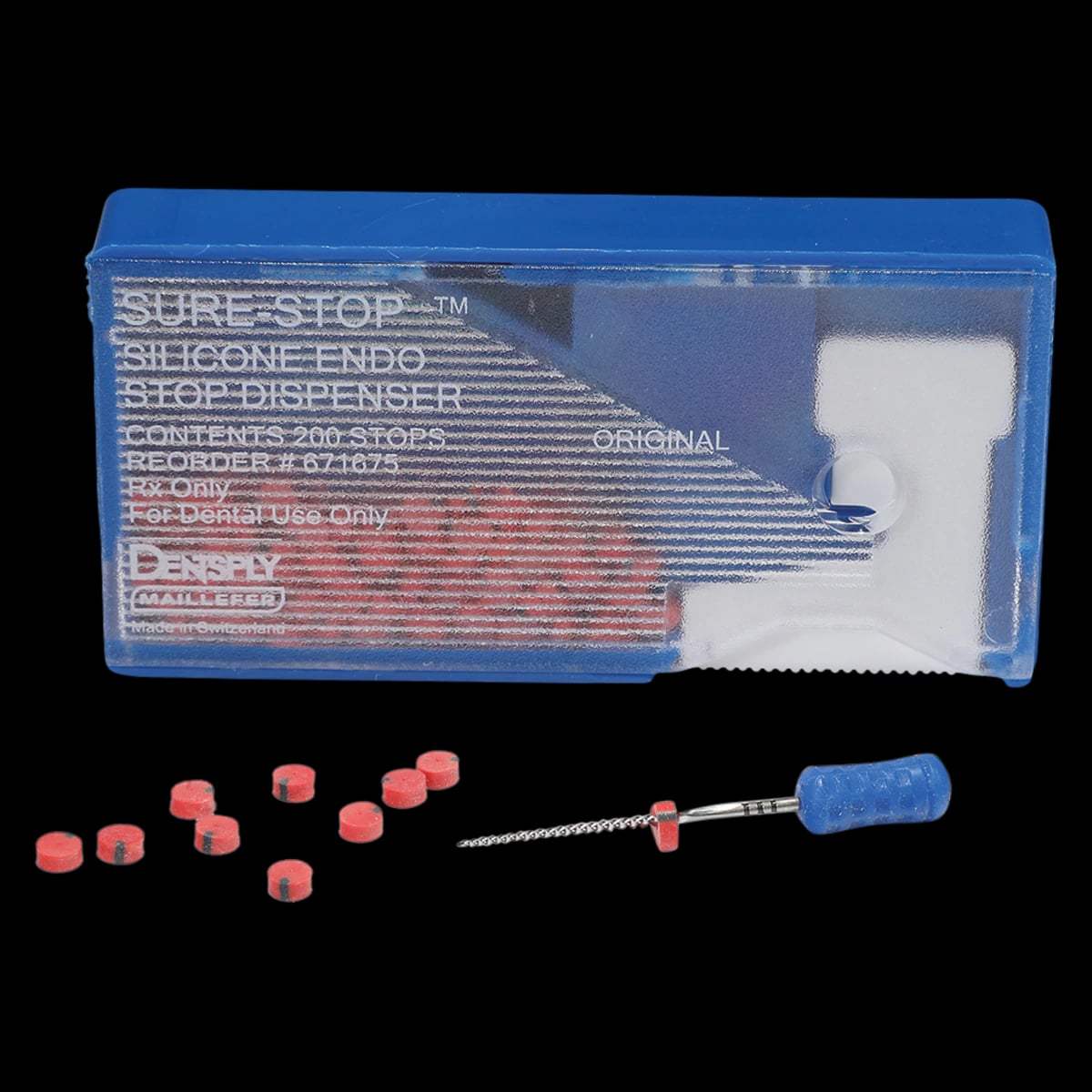 Sure-Stop Silicone Endo Stops with Dispenser, Red, 200/Pk, 1.5mm, 671675