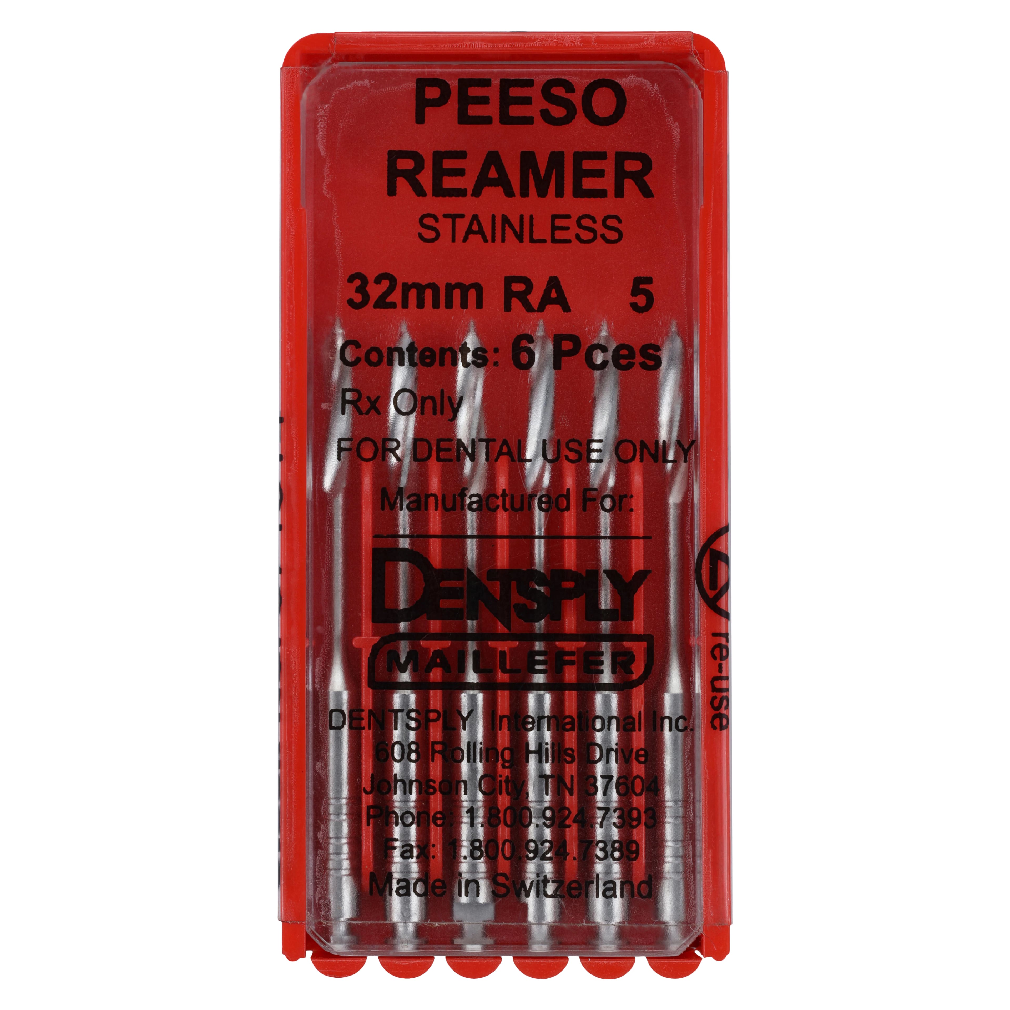 Stainless Steel Peeso Reamers, RA, 32 mm, #5, 6/Pk, 671514
