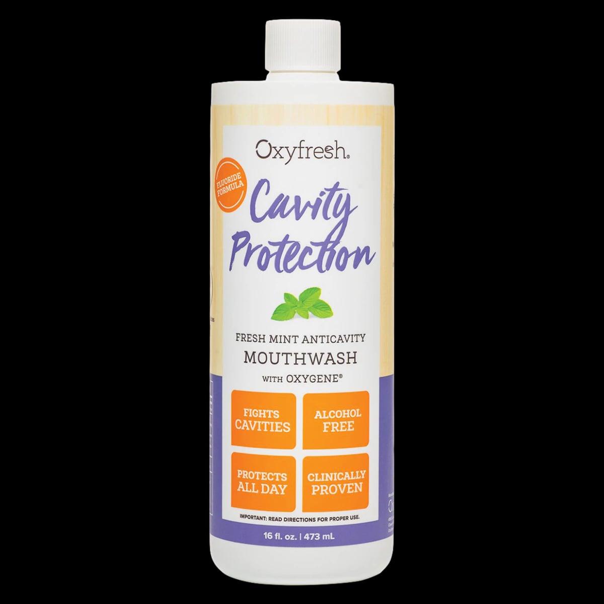 Oxyfresh Cavity Protection Fresh Mint Mouthwash, 16 oz Bottle, Fluoride, Alcohol Free
