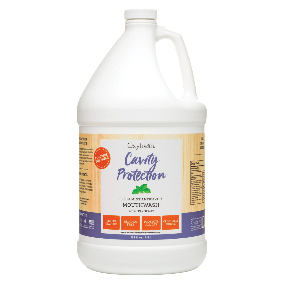 Oxyfresh Cavity Protection Fresh Mint Mouthwash, 1 Gallon, Fluoride, Alcohol Free