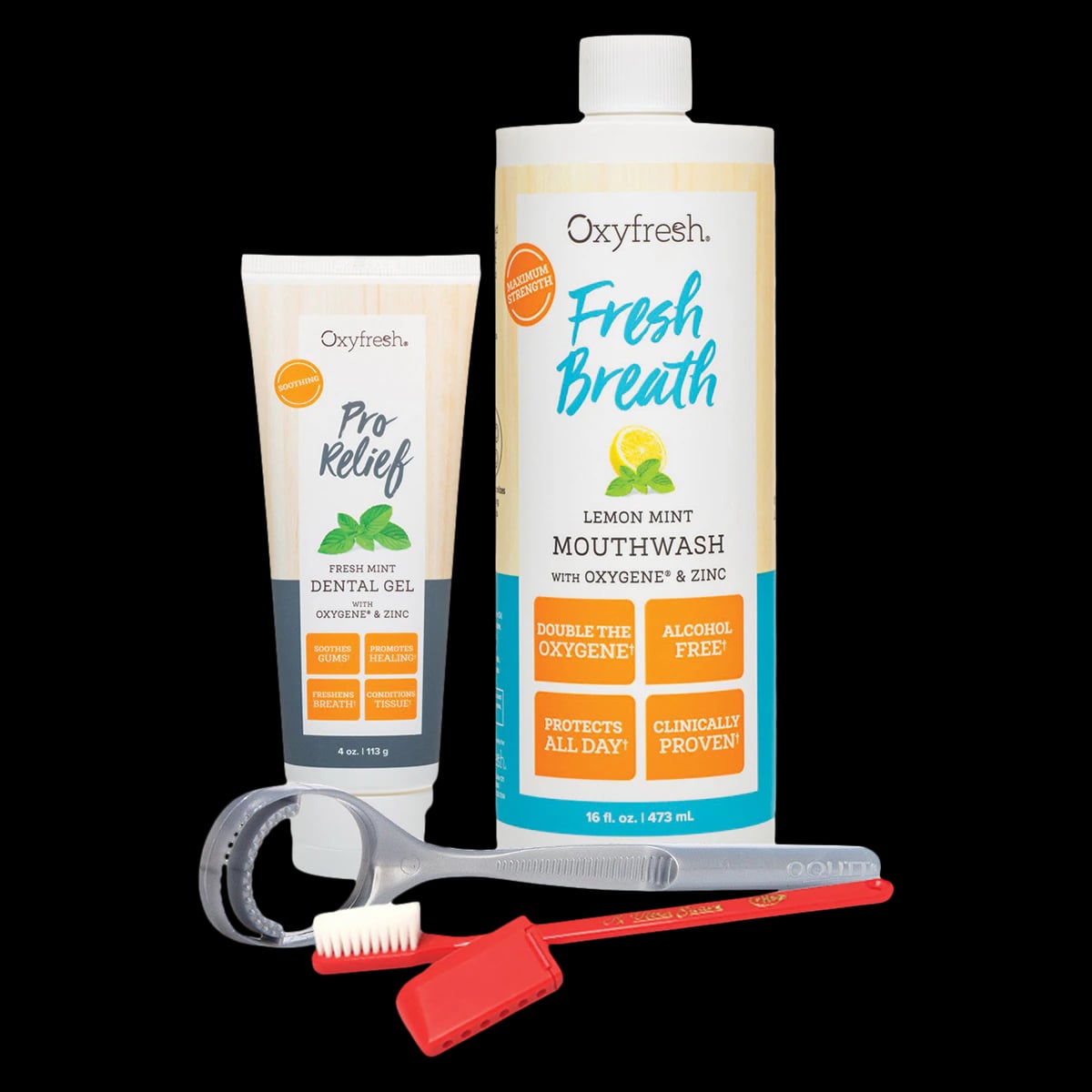 Oxyfresh Post-Surgical Care Kit, Lemon Mint Mouthwash (16 oz), Pro Relief Dental Gel (4 oz), Ultra-Soft Toothbrush, 01KT8PD540YNTX9ZG62T6BKQ4S