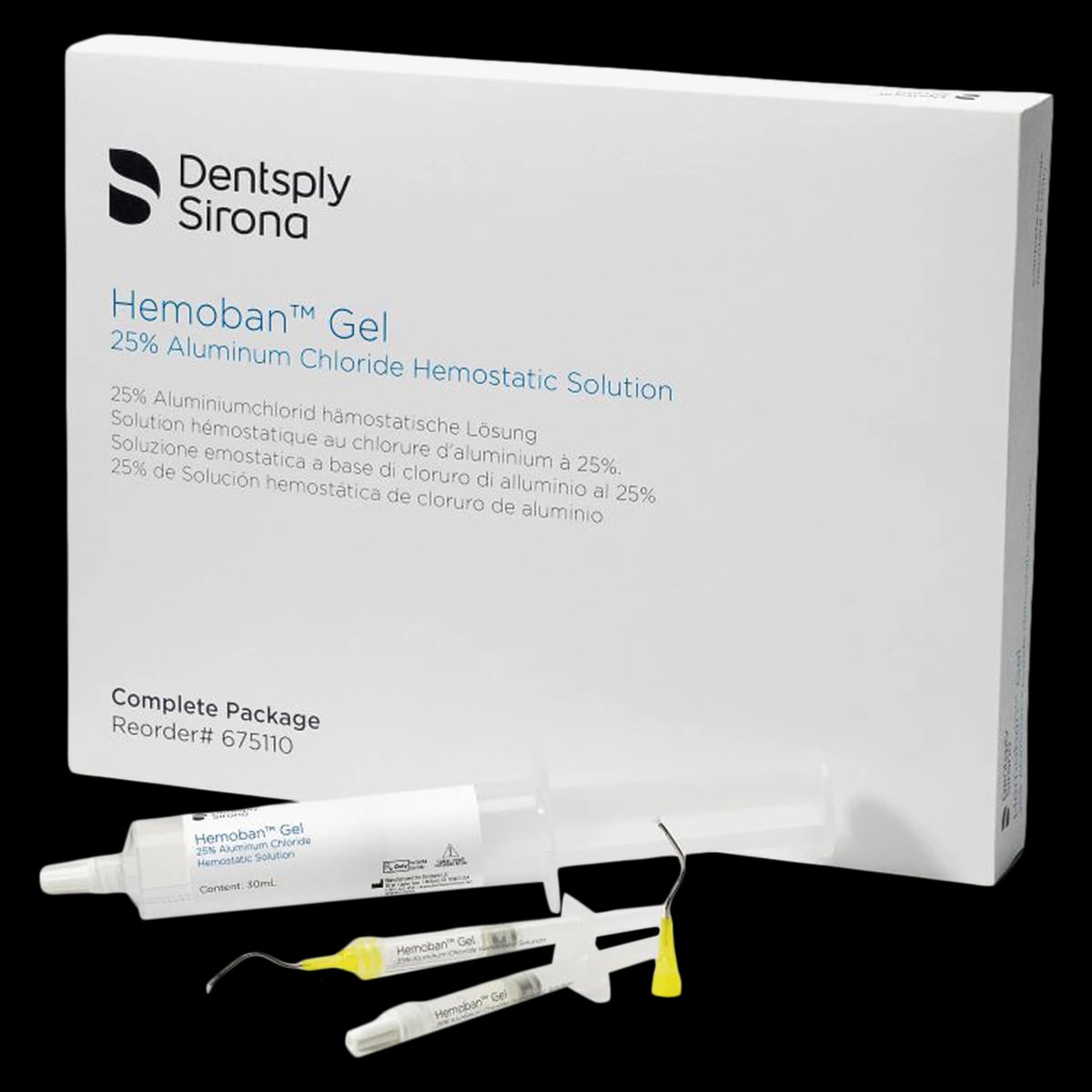 Hemoban Gel Complete Package, 25% Aluminum Chloride Hemostatic Solution, 30 mL Syringe + 20 Empty Syringes + 20 Infusor Tips, 675110