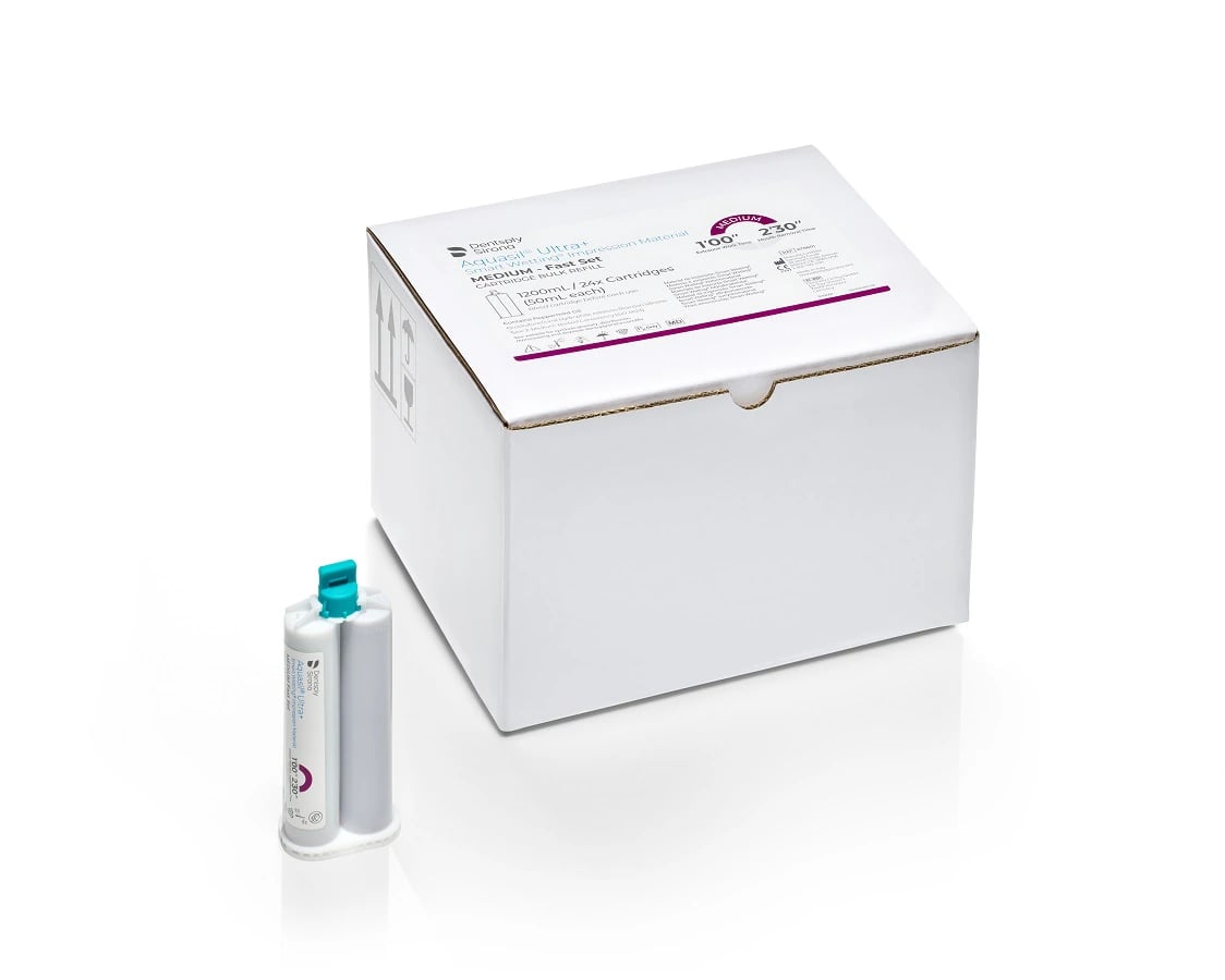Aquasil Ultra+ Smart Wetting Impression Material, Medium Body, Fast Set, Purple, Mint, 50 mL Cartridges, 24/Box, 678601