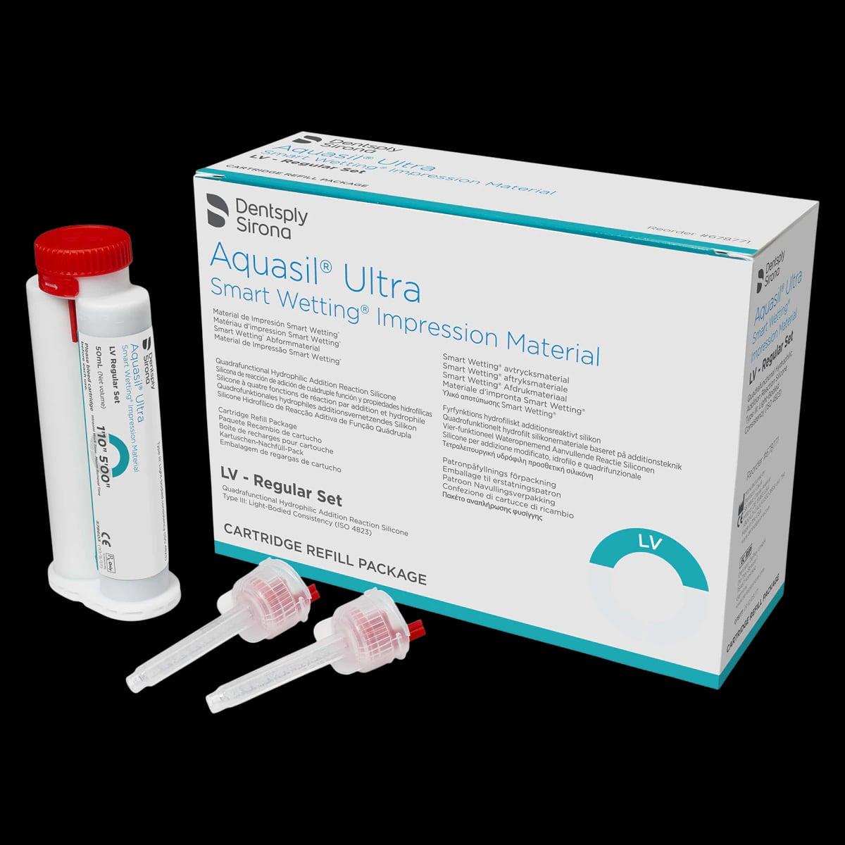 Aquasil Ultra Smart Wetting Impression Material, Light Body (LV), Regular Set, 50 ml Cartridges, Mint, Teal, 4/Pk, 678771
