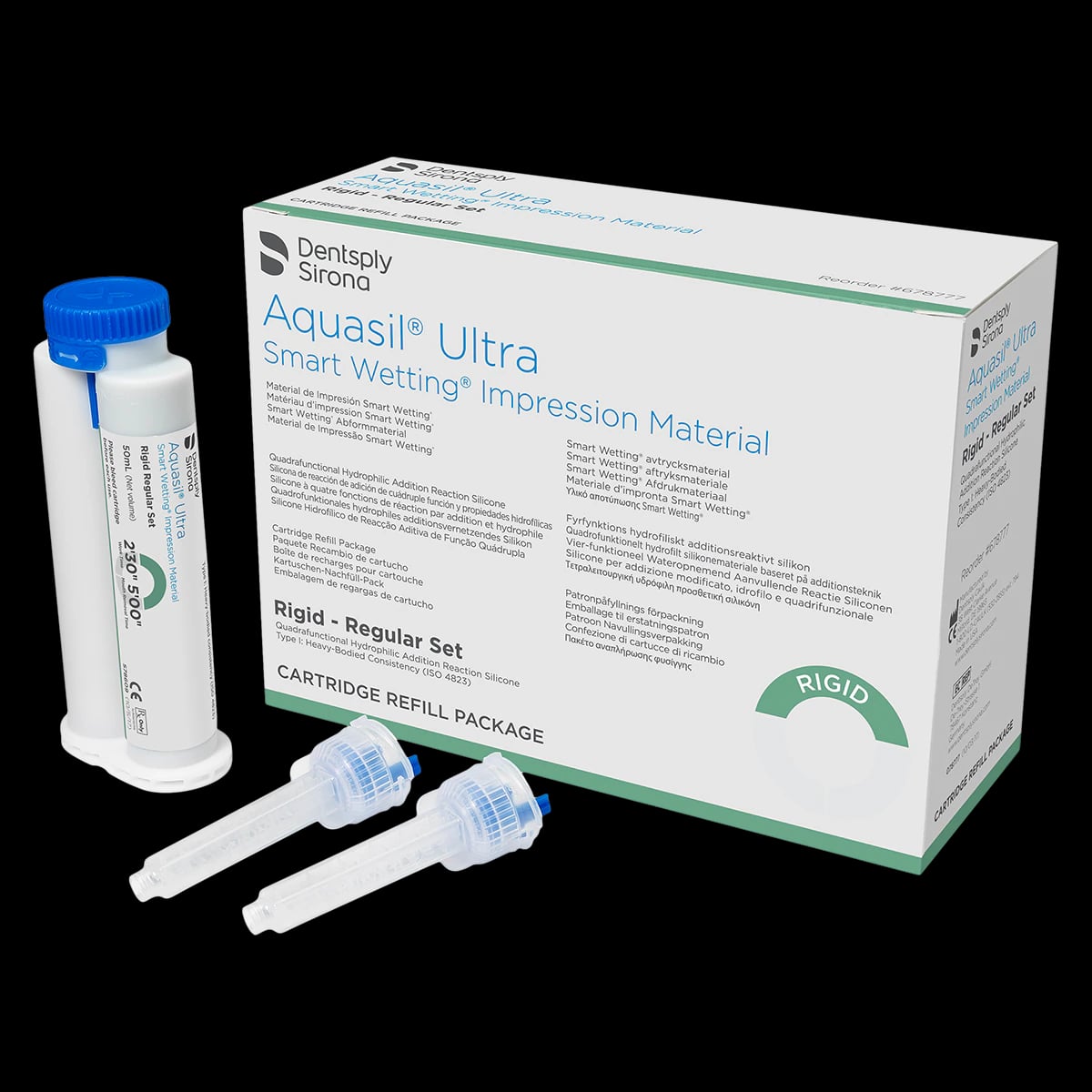 Aquasil Ultra Smart Wetting Impression Material, Rigid, Regular Set, 50 ml Cartridge Refill, Mint/Light Green, 4/Pk, 678777