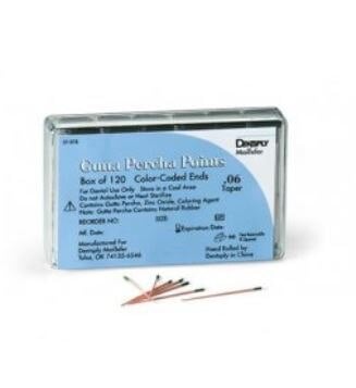 Dentsply Maillefer Gutta Percha Points, ISO Size #20, Yellow, .02 Taper, 30mm, 6 Vials of 20 (120 Points), Ref 670969