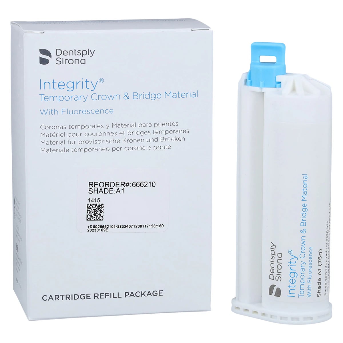 Integrity Temporary Crown & Bridge Material, Cartridge Refill, 76 g, Shade A1, 20 Mixing Tips, 1/Pk, 666210