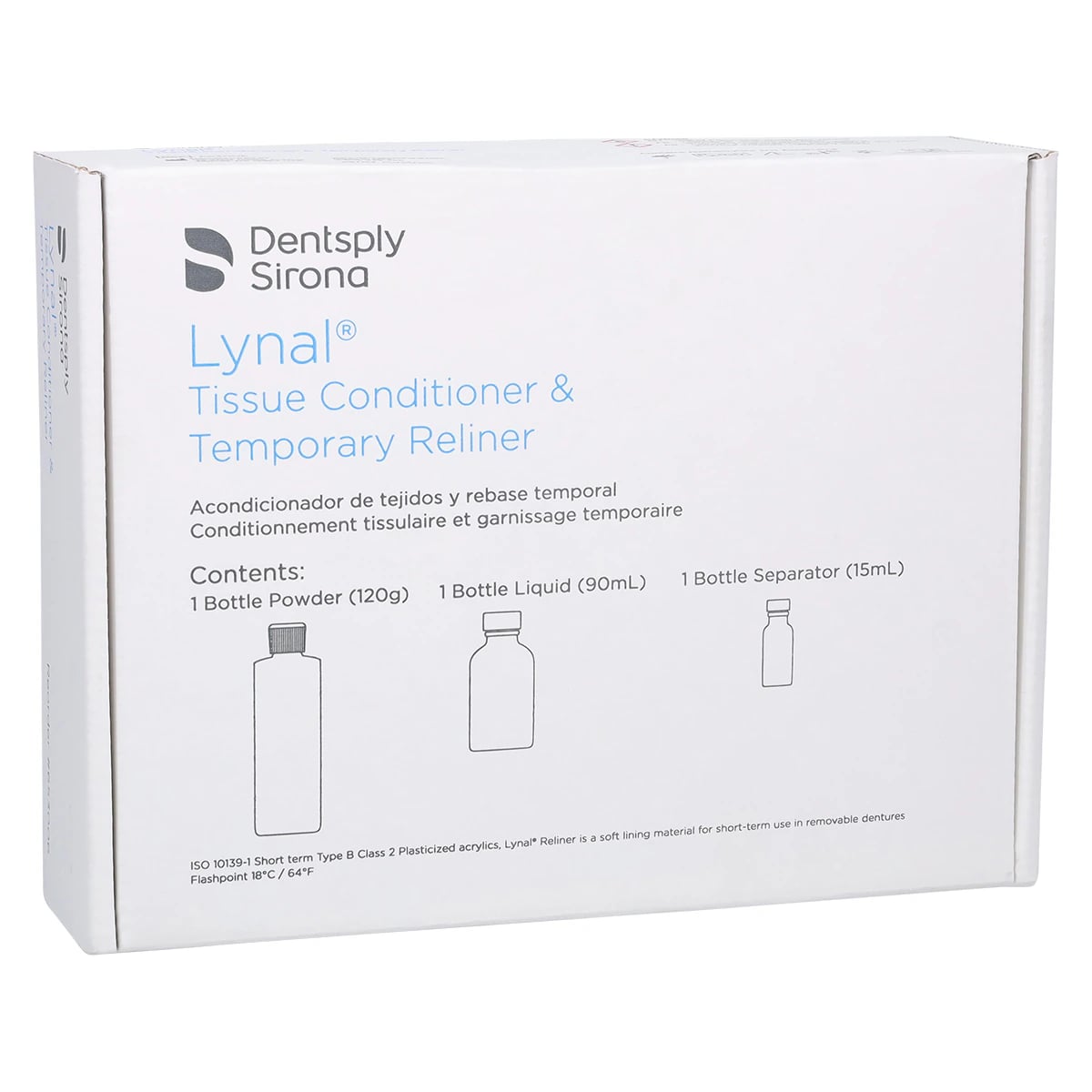 Lynal Tissue Conditioner & Temporary Reliner, Standard Package (120 g Powder, 90 ml Liquid, 15 ml Separator), 653006