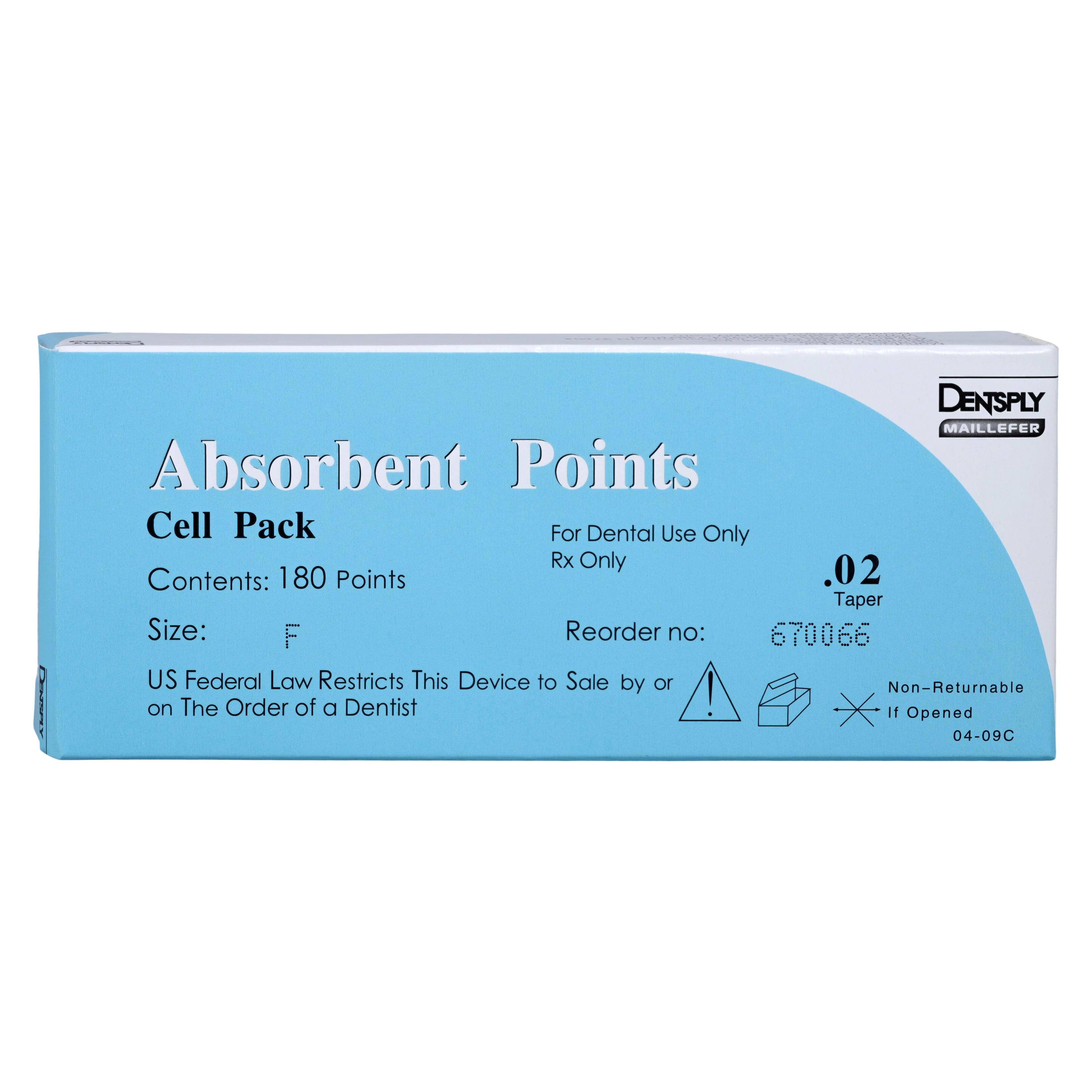 Dentsply Maillefer Absorbent Paper Points, Fine, .02 Taper, Cell Pack of 180, 670066