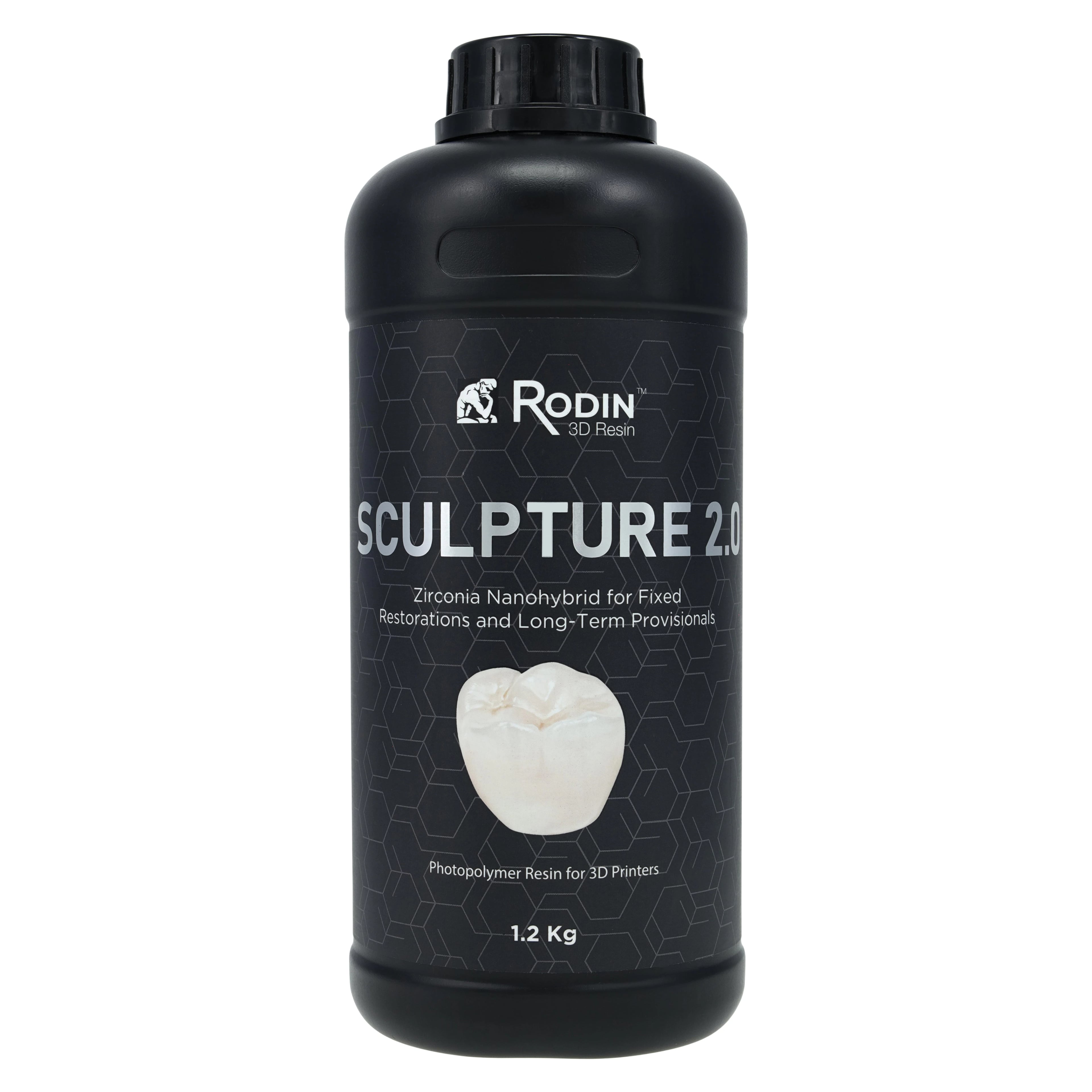 Rodin™ Sculpture 2.0 Zirconia Nanohybrid 3D Resin, Shade 0M3, 1.2 kg Bottle, 23869