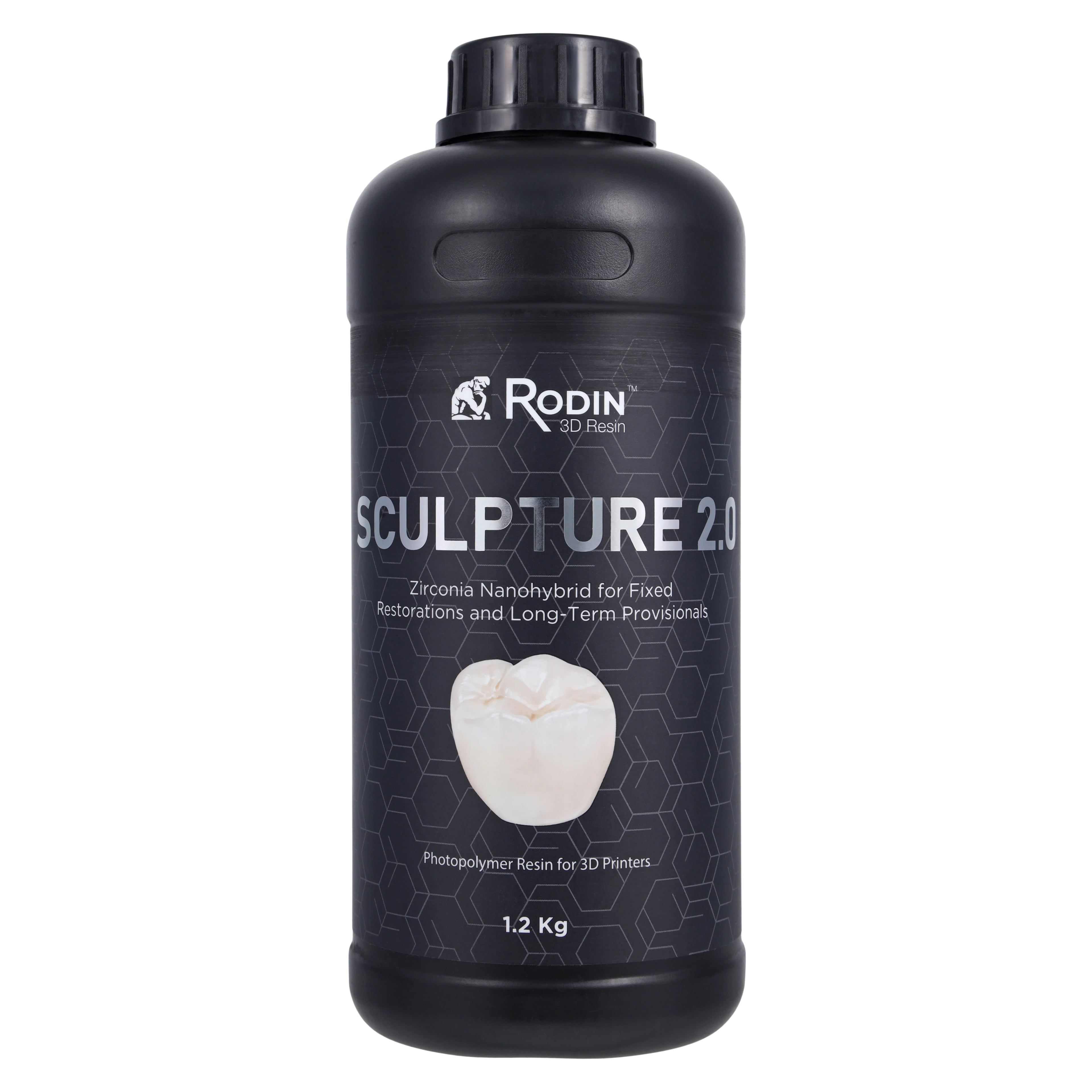 Rodin™ Sculpture 2.0 Zirconia Nanohybrid 3D Resin, Shade A2, 1.2kg Bottle, #23876