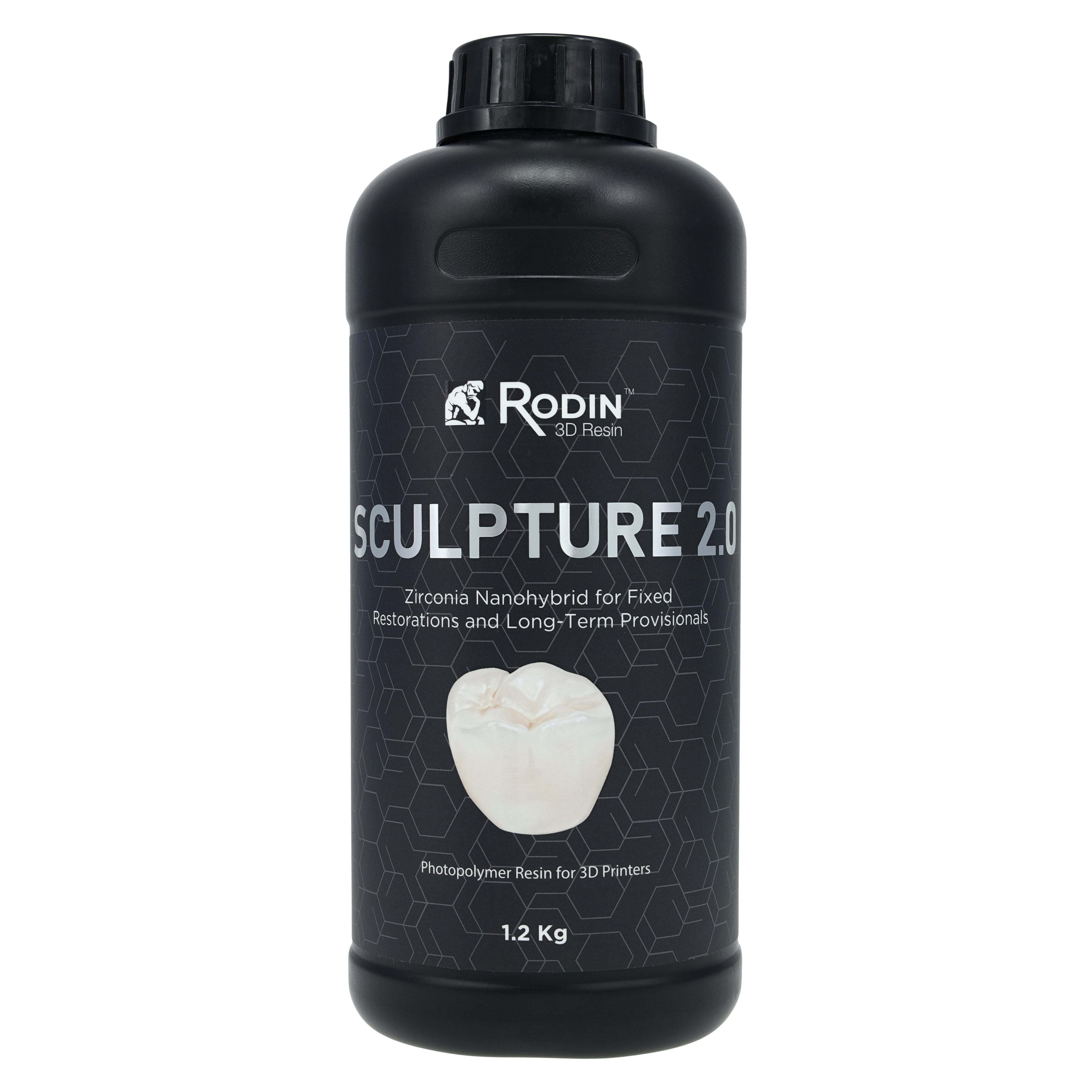 Rodin™ Sculpture 2.0 Zirconia Nanohybrid 3D Resin, Shade 0M1, 1.2 kg Bottle, #23870