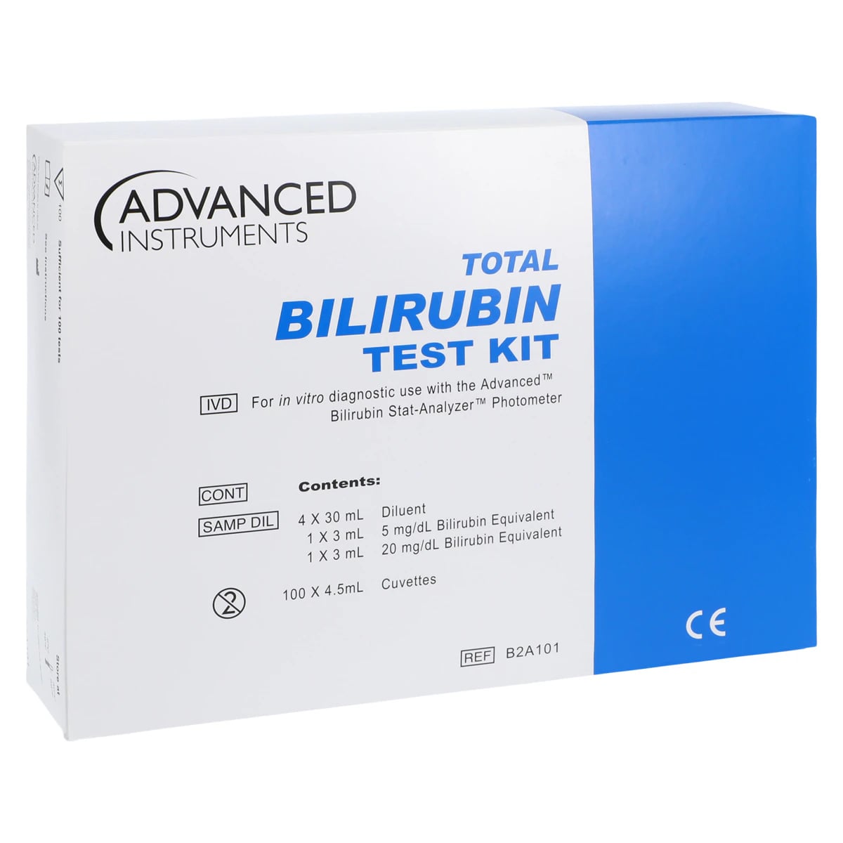 Advanced Instruments Total Bilirubin Test Kit, 100 Count