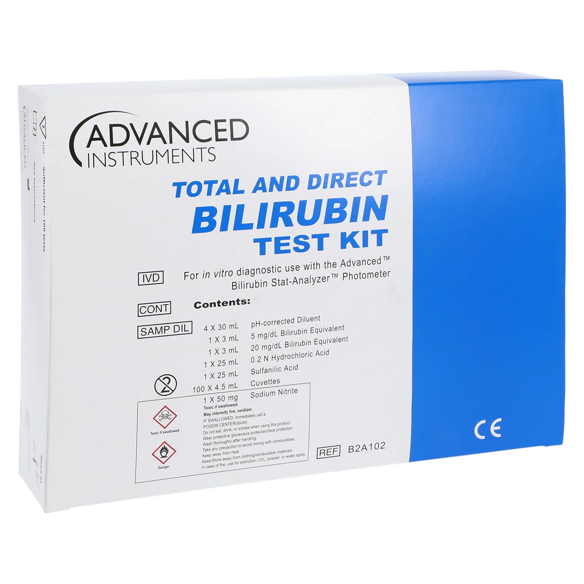 Advanced Instruments Total and Direct Bilirubin Test Kit, 100 Tests/Kit