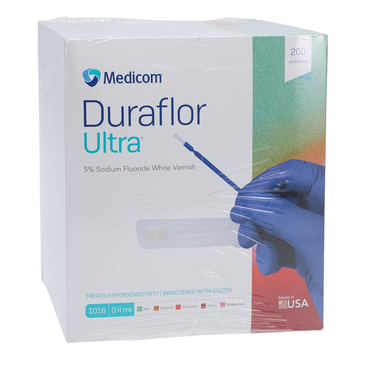 Medicom Duraflor Ultra 5% Sodium Fluoride White Varnish, Bubblegum, 0.4 mL Unit Dose, 200/Box, 1016-BG200