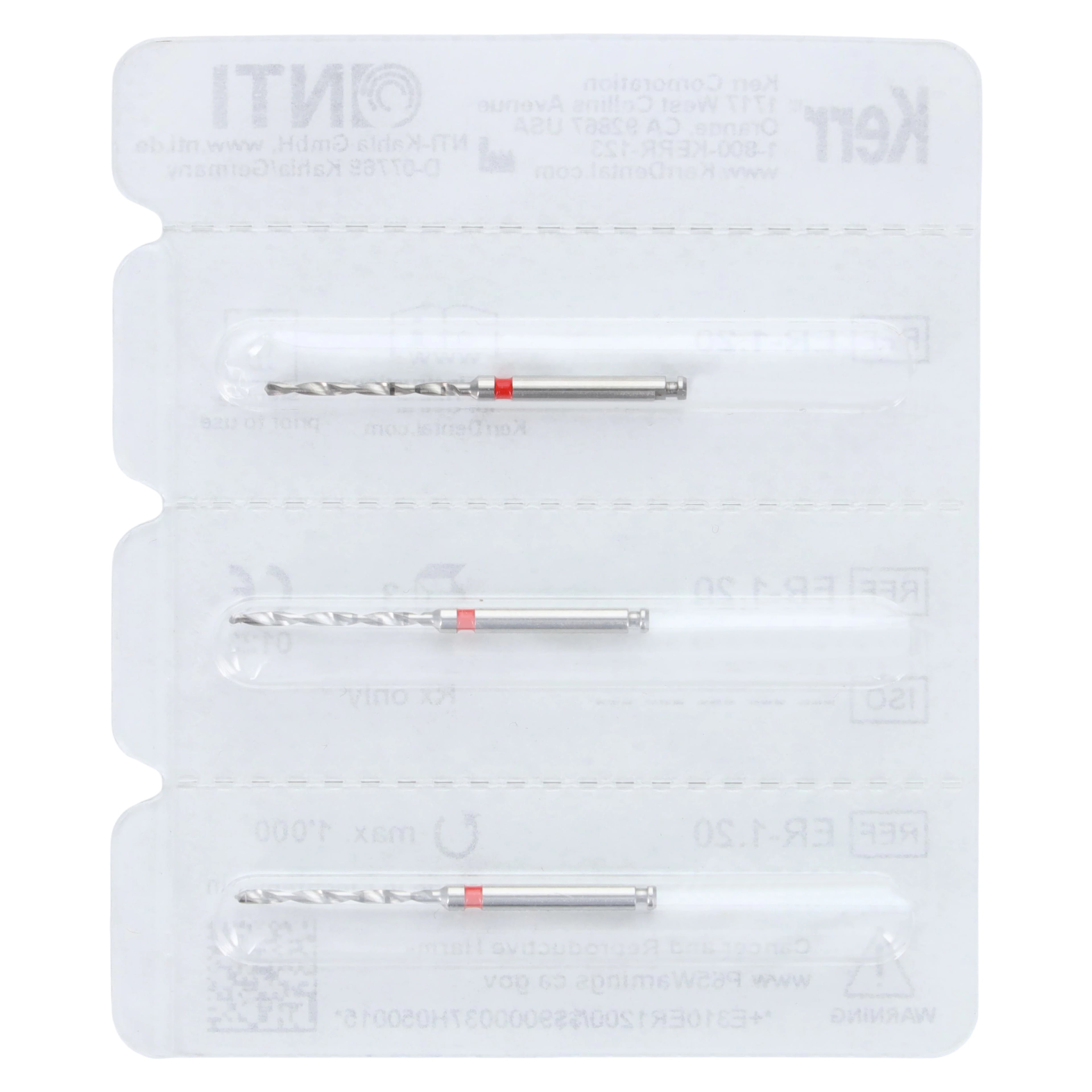 Kerr NTI Endodontic Drill, 1.20mm, ER-1.20, Pack of 3