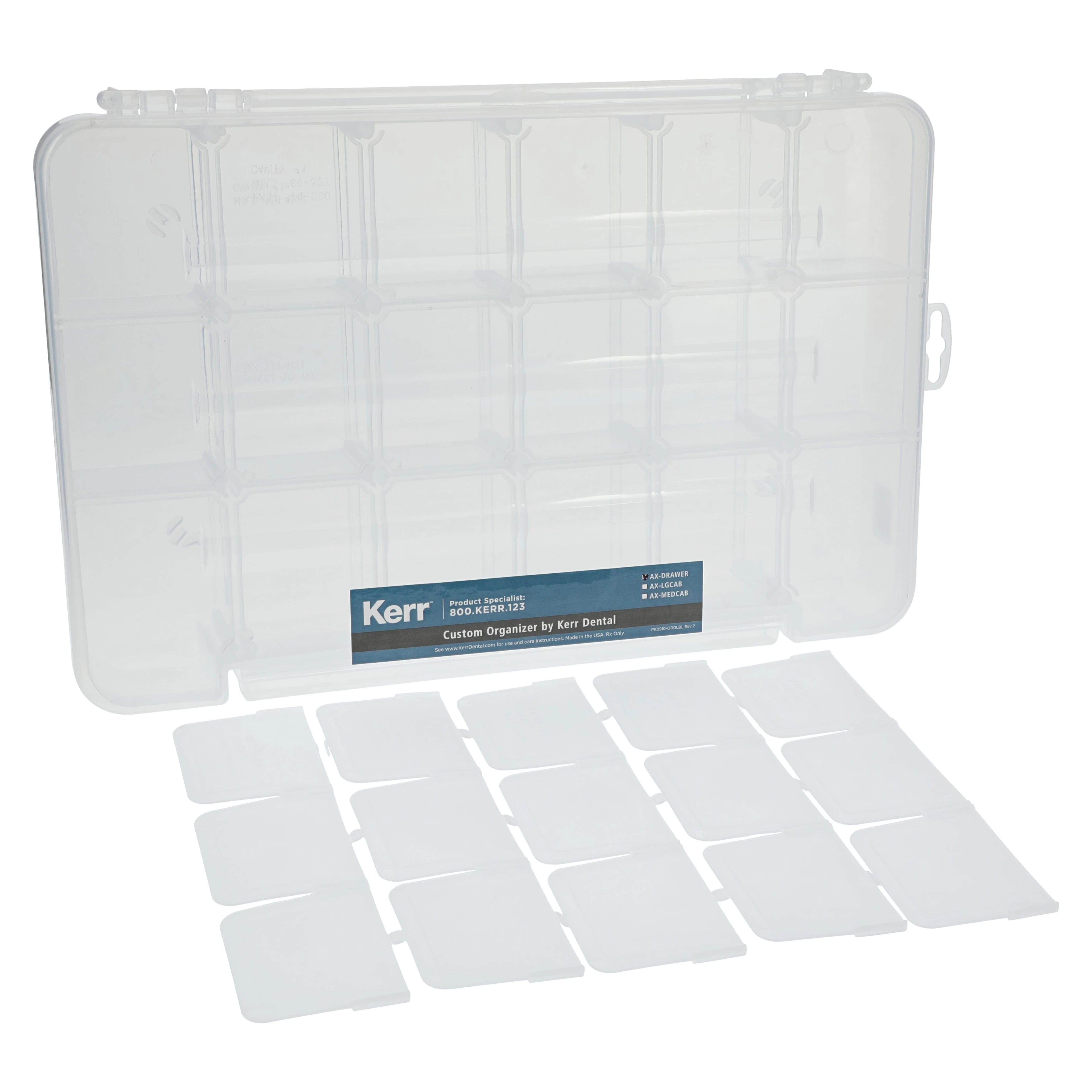 Kerr AXIS Custom Drawer Organizer, 18 Compartments, 14.375" x 9.5" x 2.5", AX-DRAWER