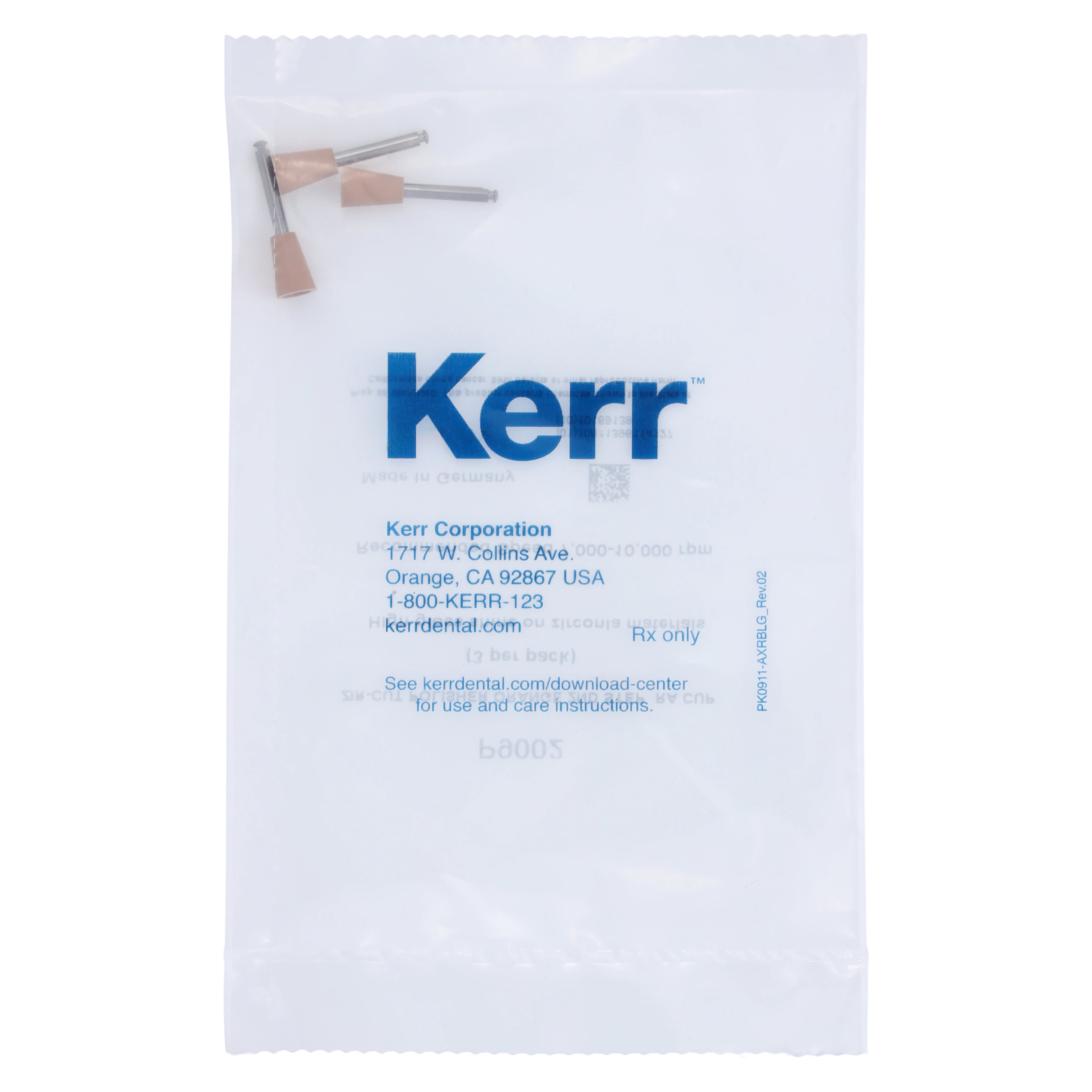 Kerr Zir-Cut Zirconia Polisher, High Shine Cup, Orange, RA (Right Angle), 3/Pkg, P9002