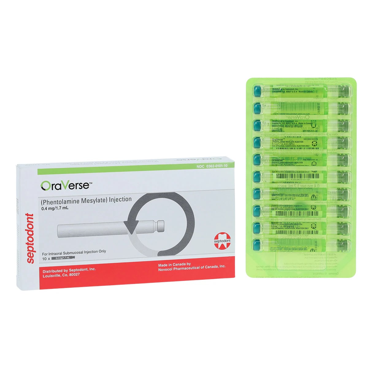 OraVerse (Phentolamine Mesylate) Local Anesthesia Reversal Agent, 1.7 mL Cartridges, 10/Box, 99210