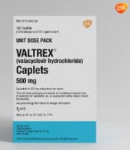 Valtrex (Valacyclovir) 500 mg Tablets, Unit Dose, 100/Package