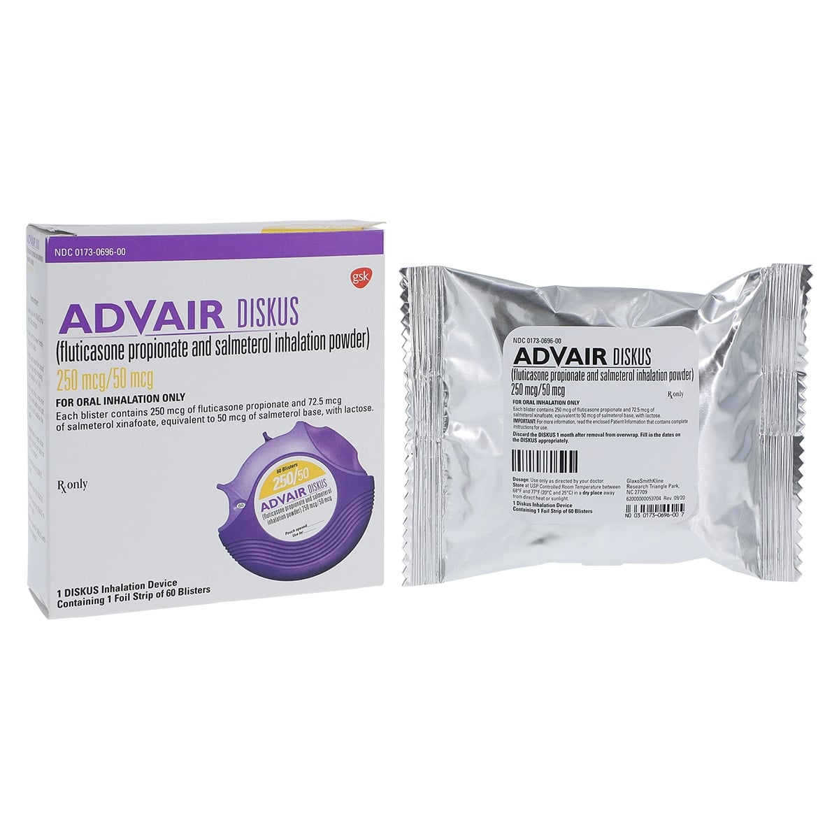 Advair Diskus Inhaler, 250/50mcg, 60 Dose