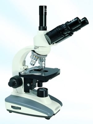 C&A Scientific Trinocular Microscope, DIN 4x, Iris Diaphragm, 6V Halogen, Five Year Warranty