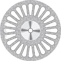 NTI Superflex Diamond Disc, Double Sided, Perforated, Medium Grit, Red, HP Shank, 22 mm Diameter, 0.15 mm Thickness, D405-220, 1/Pkg