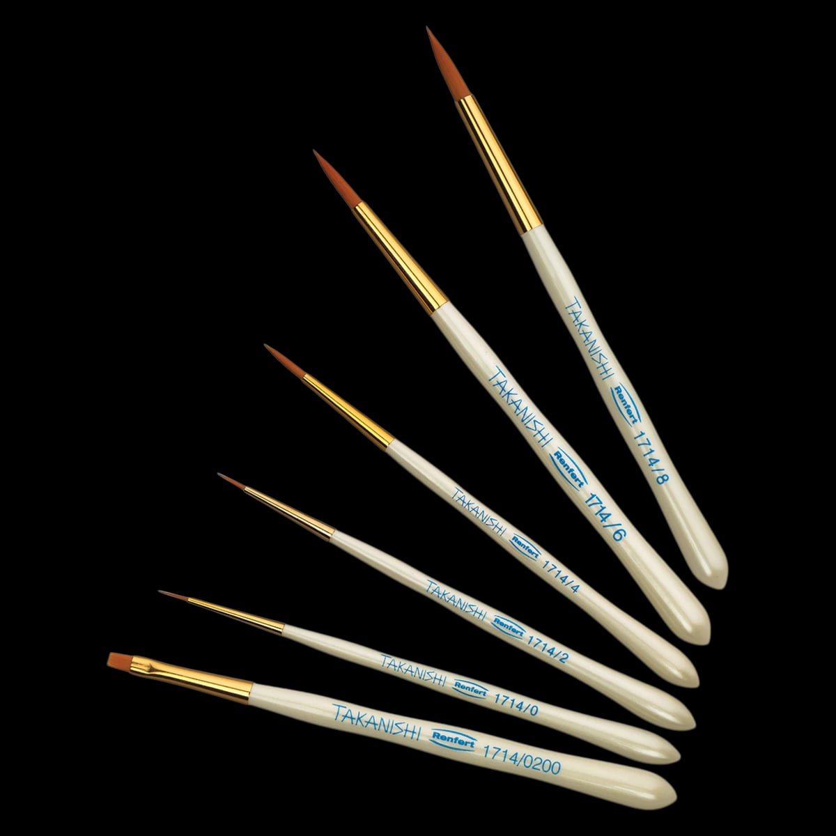 Renfert Takanishi Ceramist Brush, Size #1, Synthetic Bristle, 2/Pack, 17140001