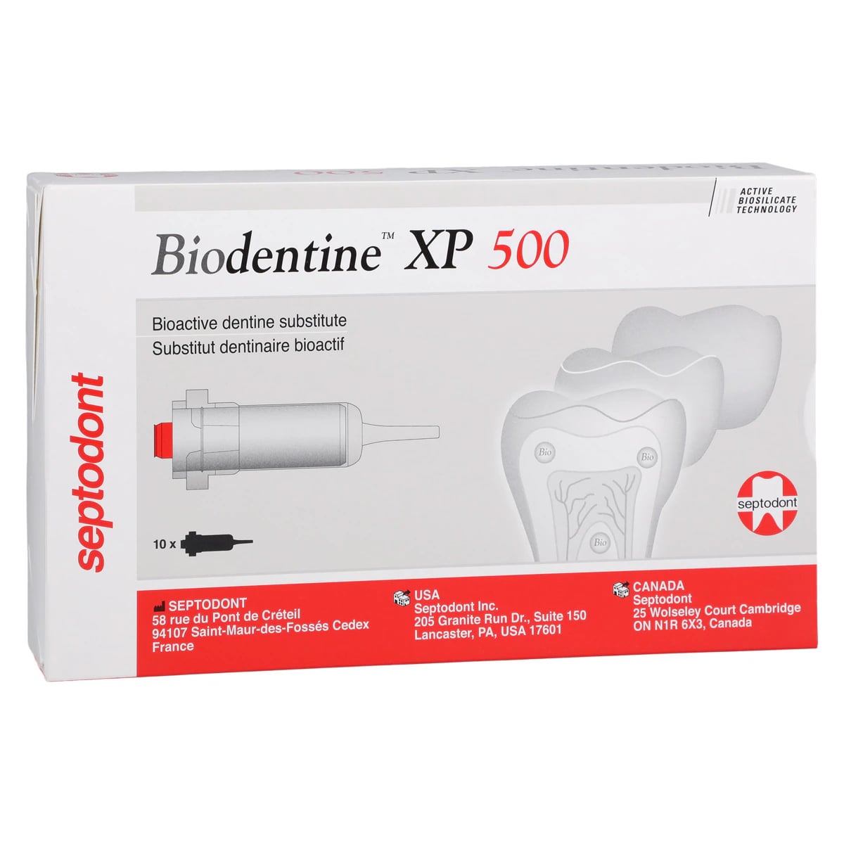 Septodont Biodentine XP 500 Bioactive Dentin Substitute Cartridges, 500 mg, Box of 10, 01-C0720