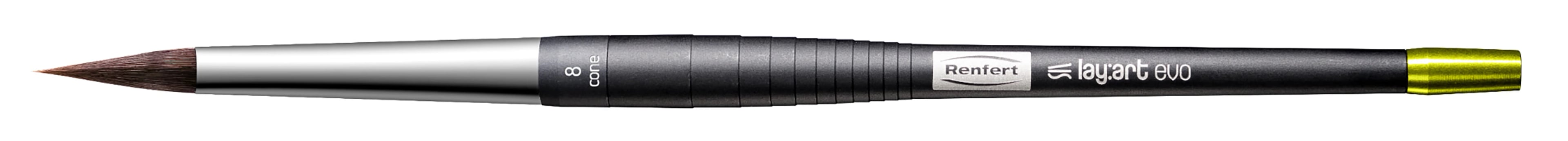 Renfert lay:art evo Synthetic Ceramist Brush, Cone, Size 8, Standard Handle, 1/Pkg