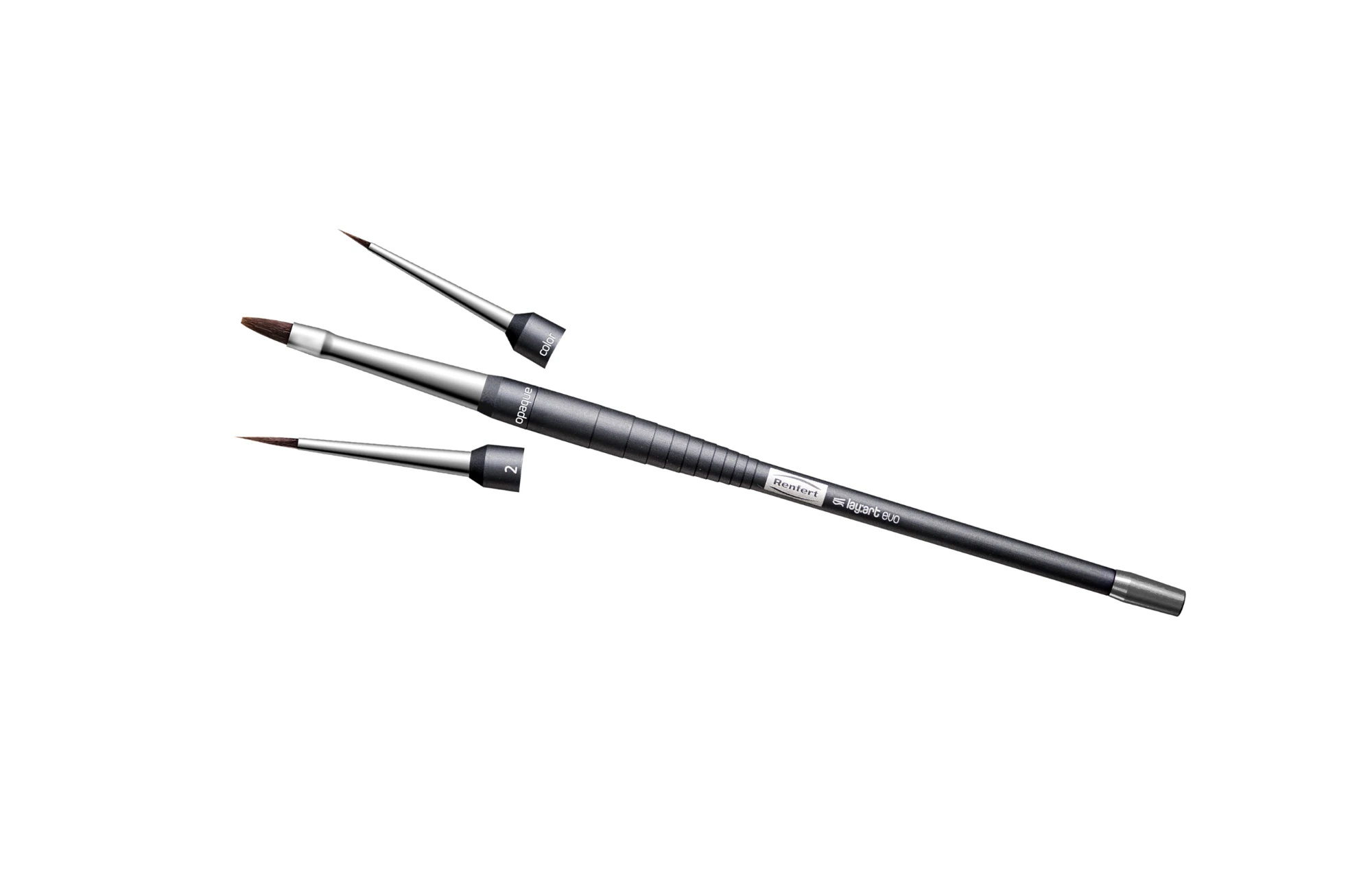 Renfert lay:art evo Detail Up Set, Fine Handle, Color/Opaque/Size 2 Brush Tips, Non-Latex
