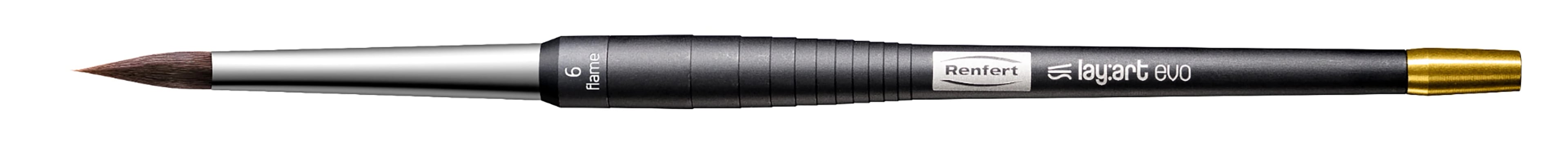 Renfert lay:art evo Synthetic Ceramist Brush, Flame Shape, Size 6, Standard Handle, 1/Pkg