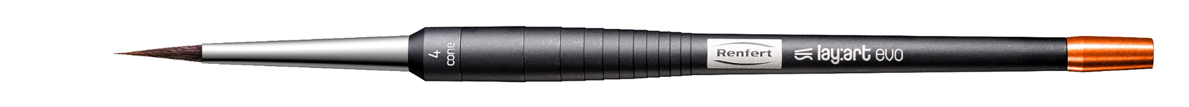 Renfert lay:art evo Synthetic Ceramist Brush, Cone, Size 4, Standard Handle, 1/Pkg