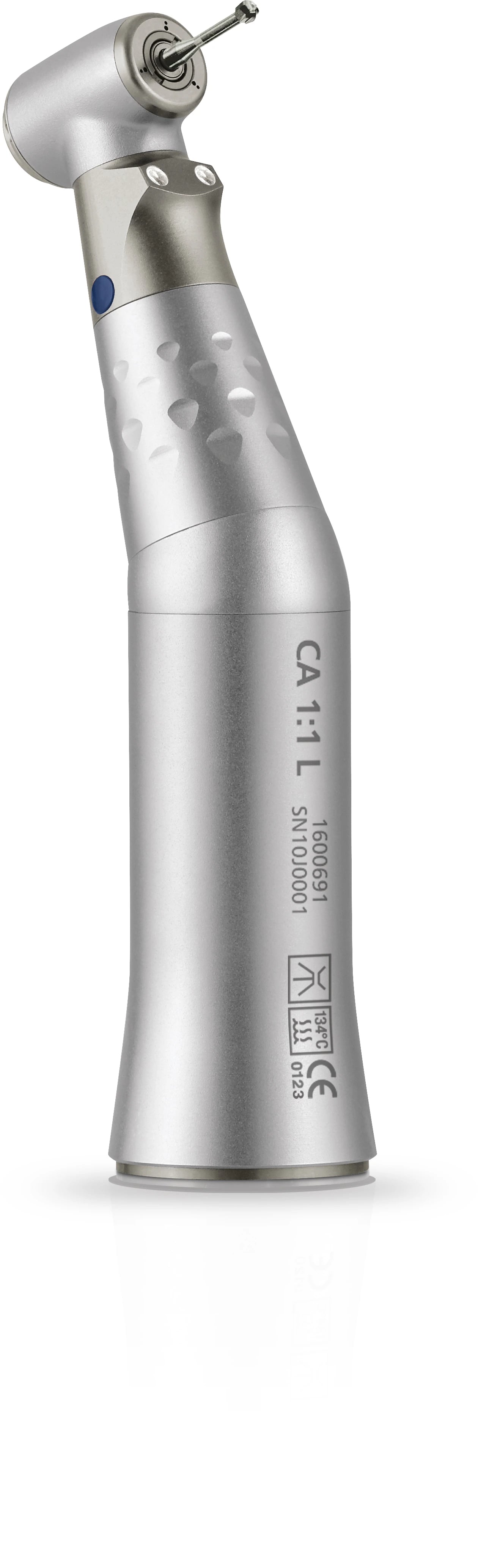 Bien Air Micro-Series CA 1:1 L Contra Angle Air Handpiece, Autochuck Push Button, Multi-Strand Optical Glass Light, 1600691-001