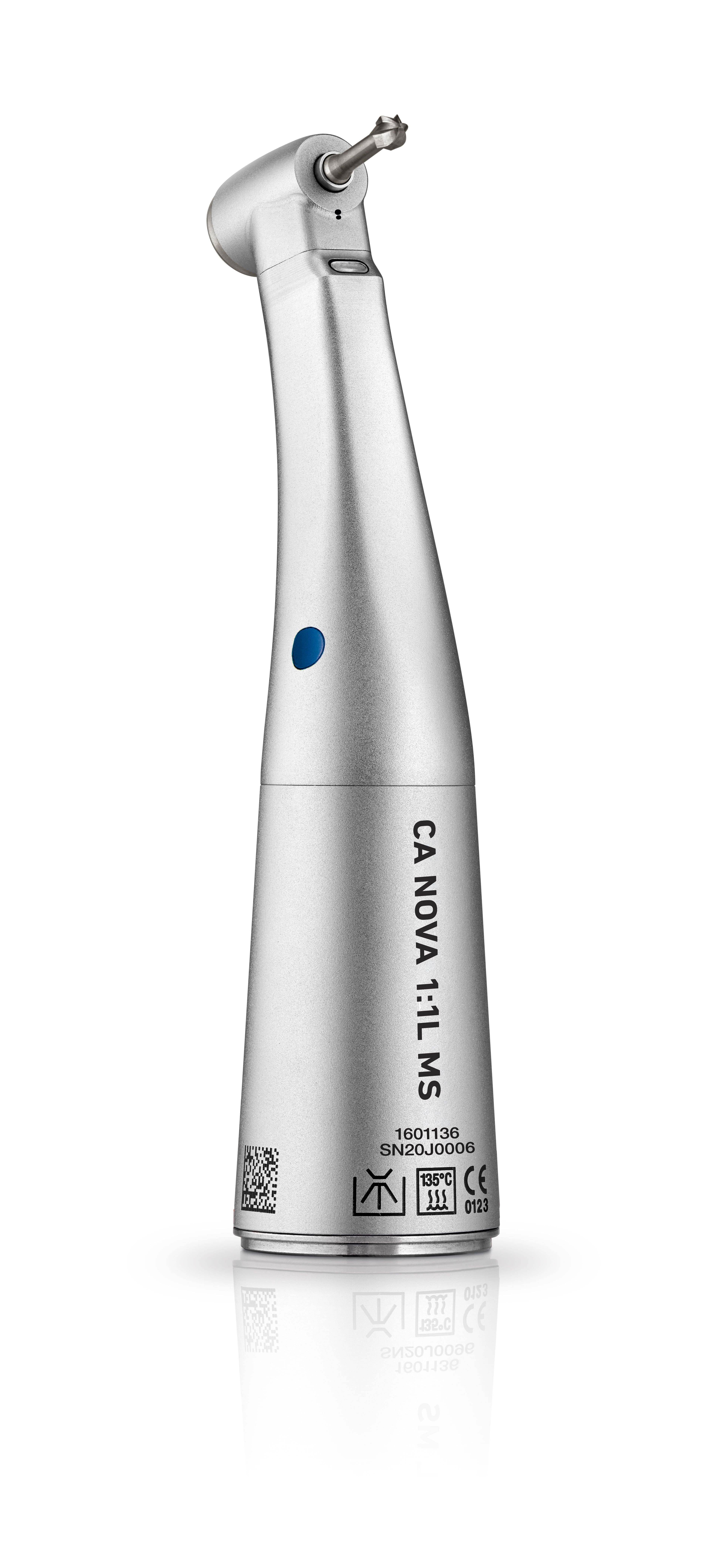 CA Nova 1:1L Micro-Series Low Speed Electric Contra Angle Handpiece, Push-Button Autochuck, with Light, Single Spray