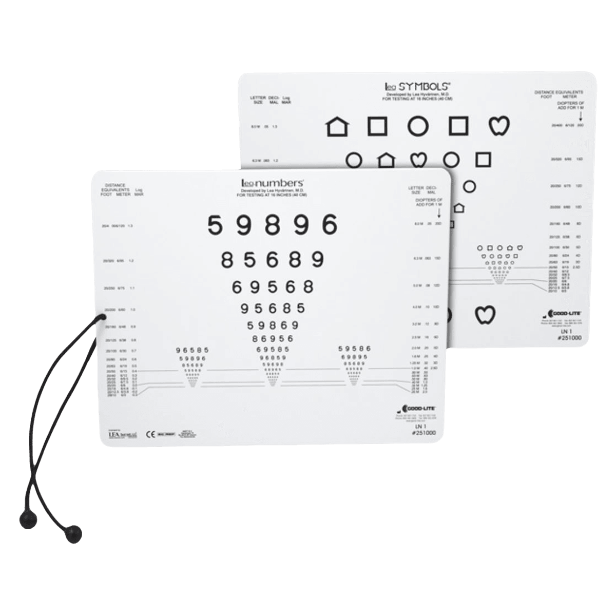 Good-Lite Combined Lea Symbol/Number Vision Testing Card, 16" Testing Distance
