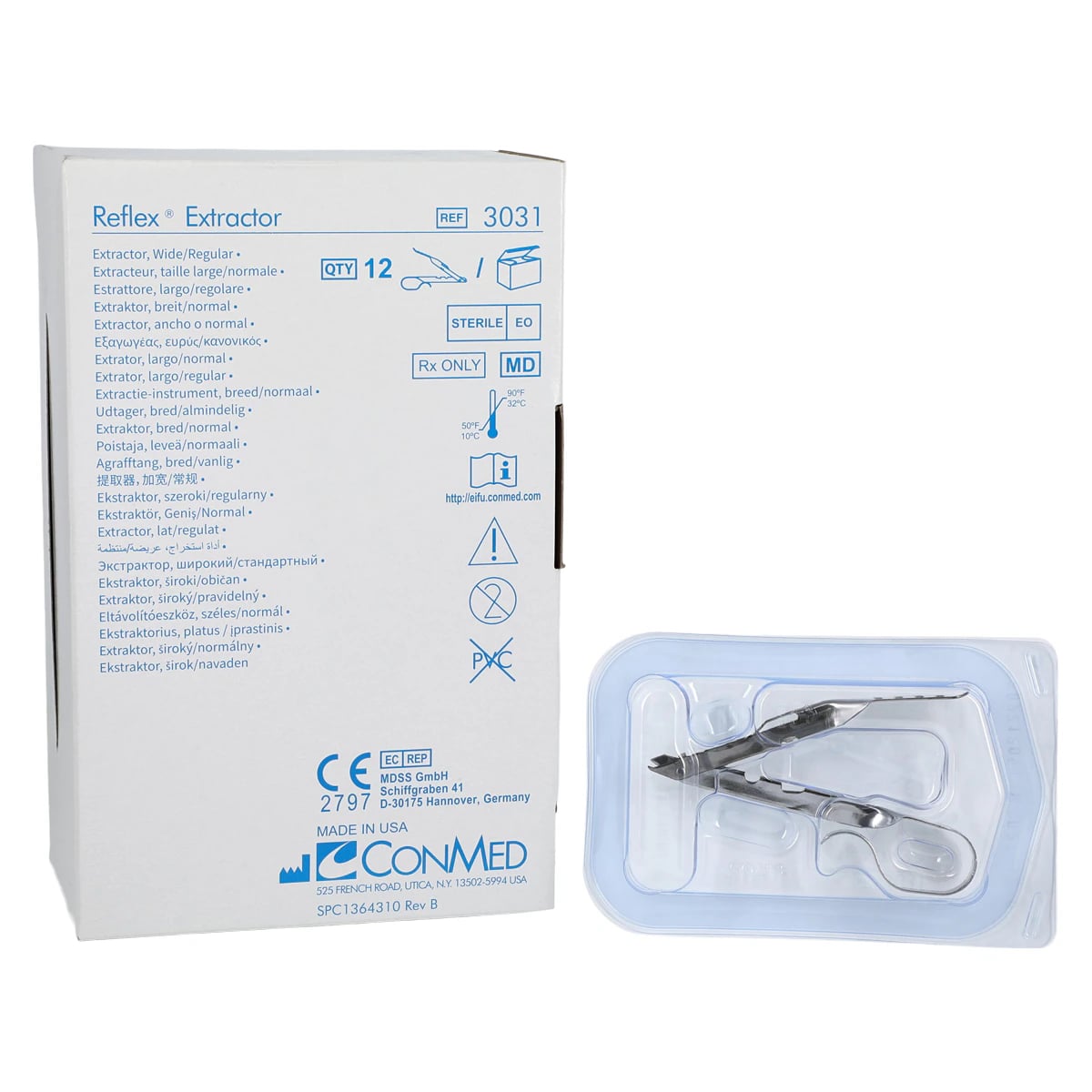 Conmed Skin Staple Extractor Reflex, Stainless Steel, 12/Case