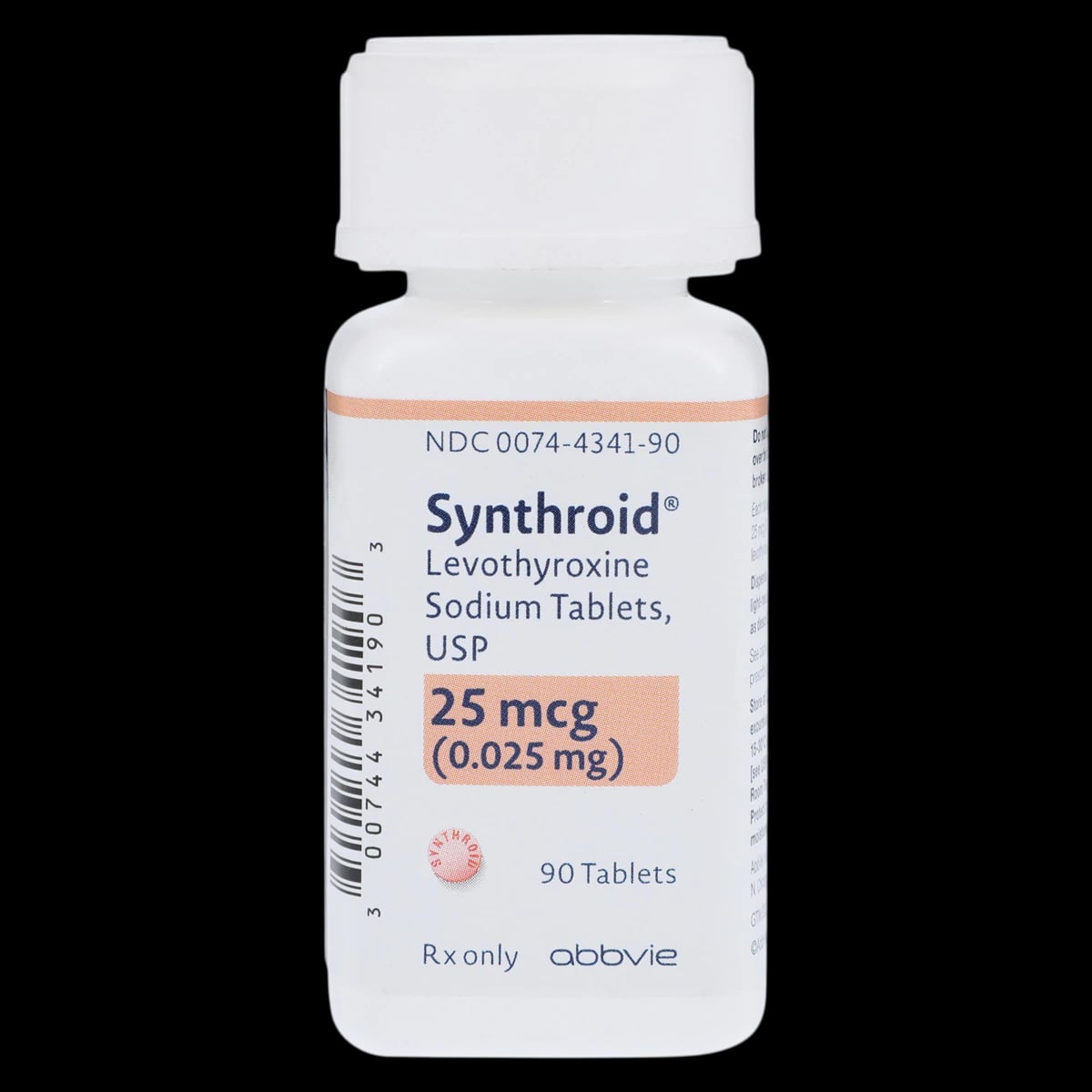 Synthroid Tablets, 25 mcg, 90/Bottle