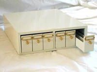 Phoenix Metal Products Microscope Slide Storage Cabinet, 6 Drawer, Tan, 5000 Slide Capacity, 18-3/4 x 15-3/4 x 5 in