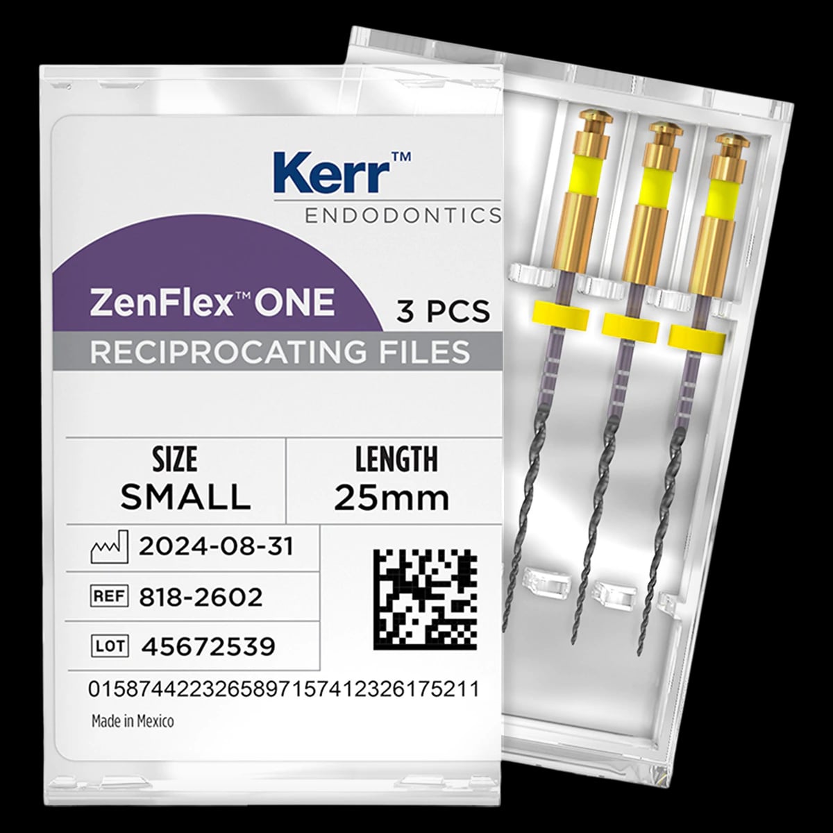ZenFlex ONE Reciprocating NiTi File, Small, Yellow, .20/.06, 25mm, 3/Pk, 818-2602