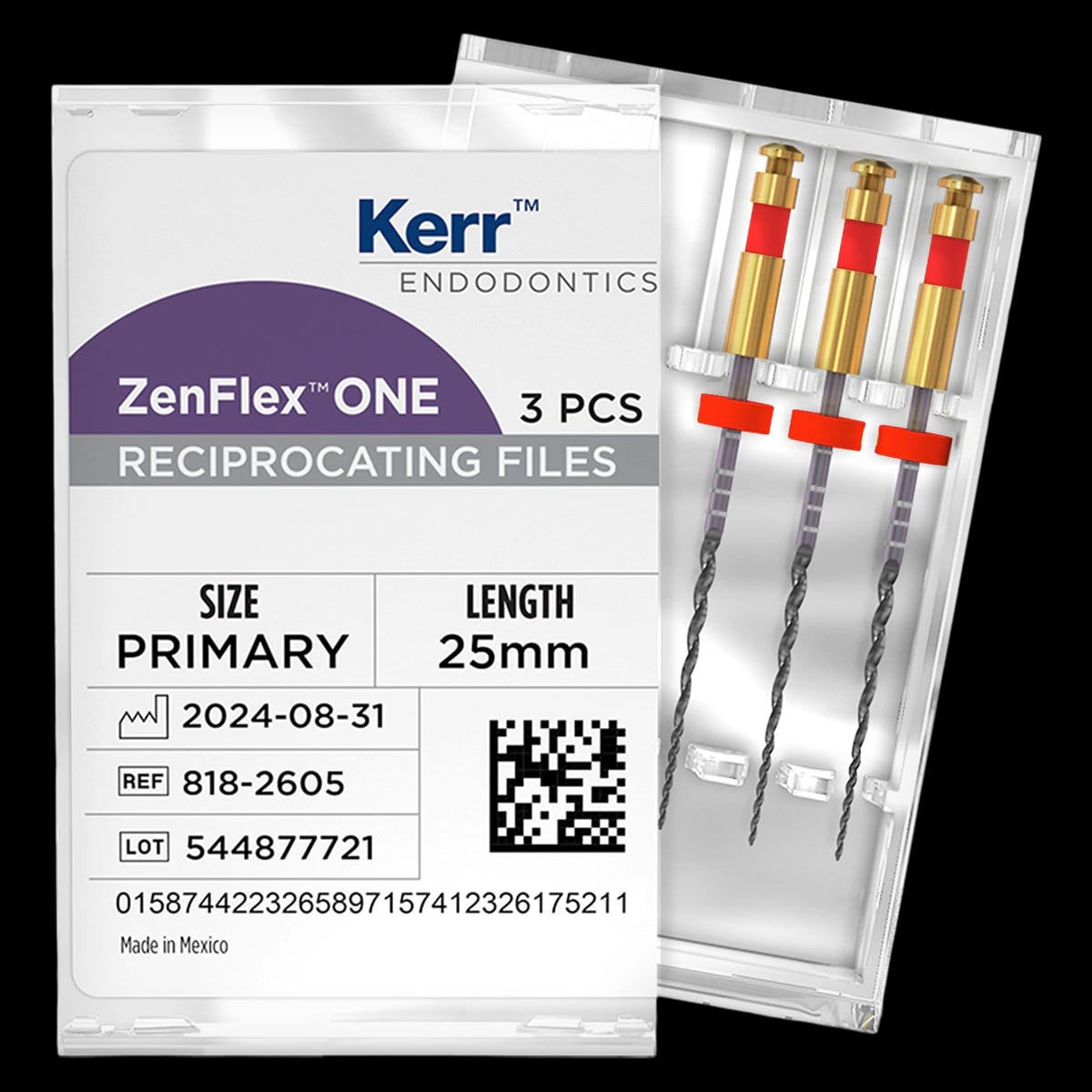 ZenFlex ONE Reciprocating NiTi File, Primary, Red, .25/.06, 25 mm, 3/Pk, 818-2605