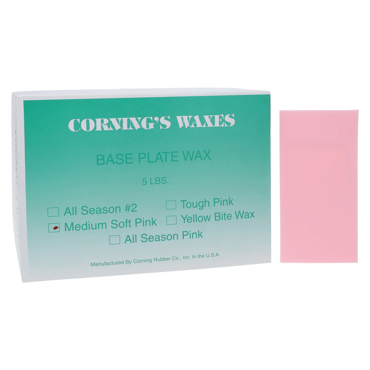 Corning's Waxes Base Plate Wax, Pink, Medium Soft, 5 Lb