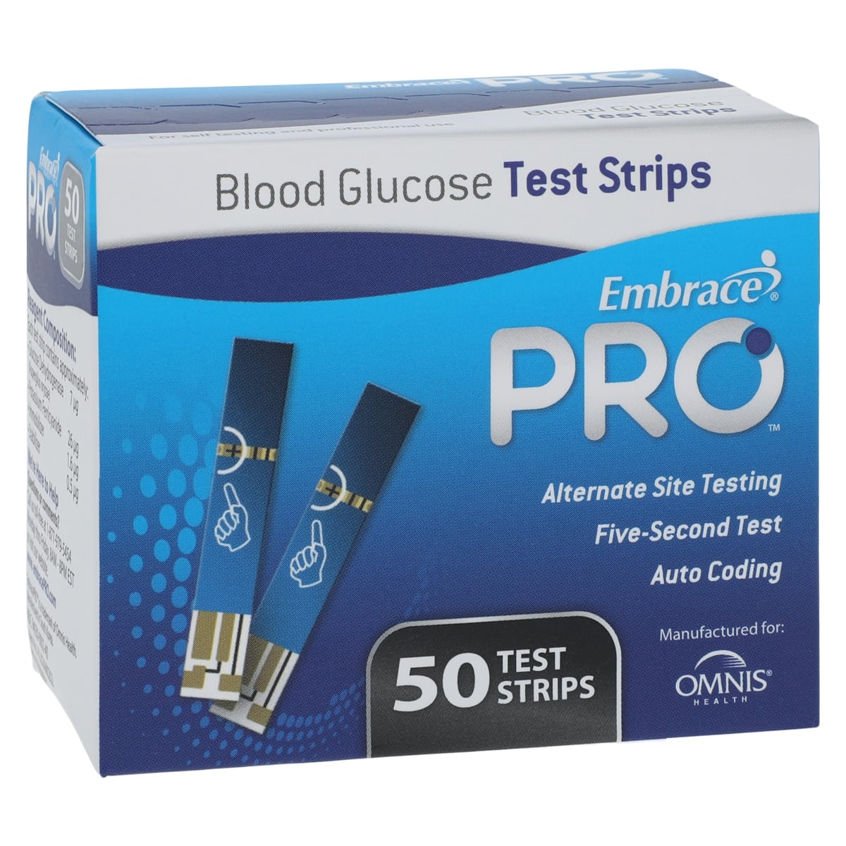 Embrace Pro Blood Glucose Test Strips, CLIA Waived, 50 Count, 50/Box