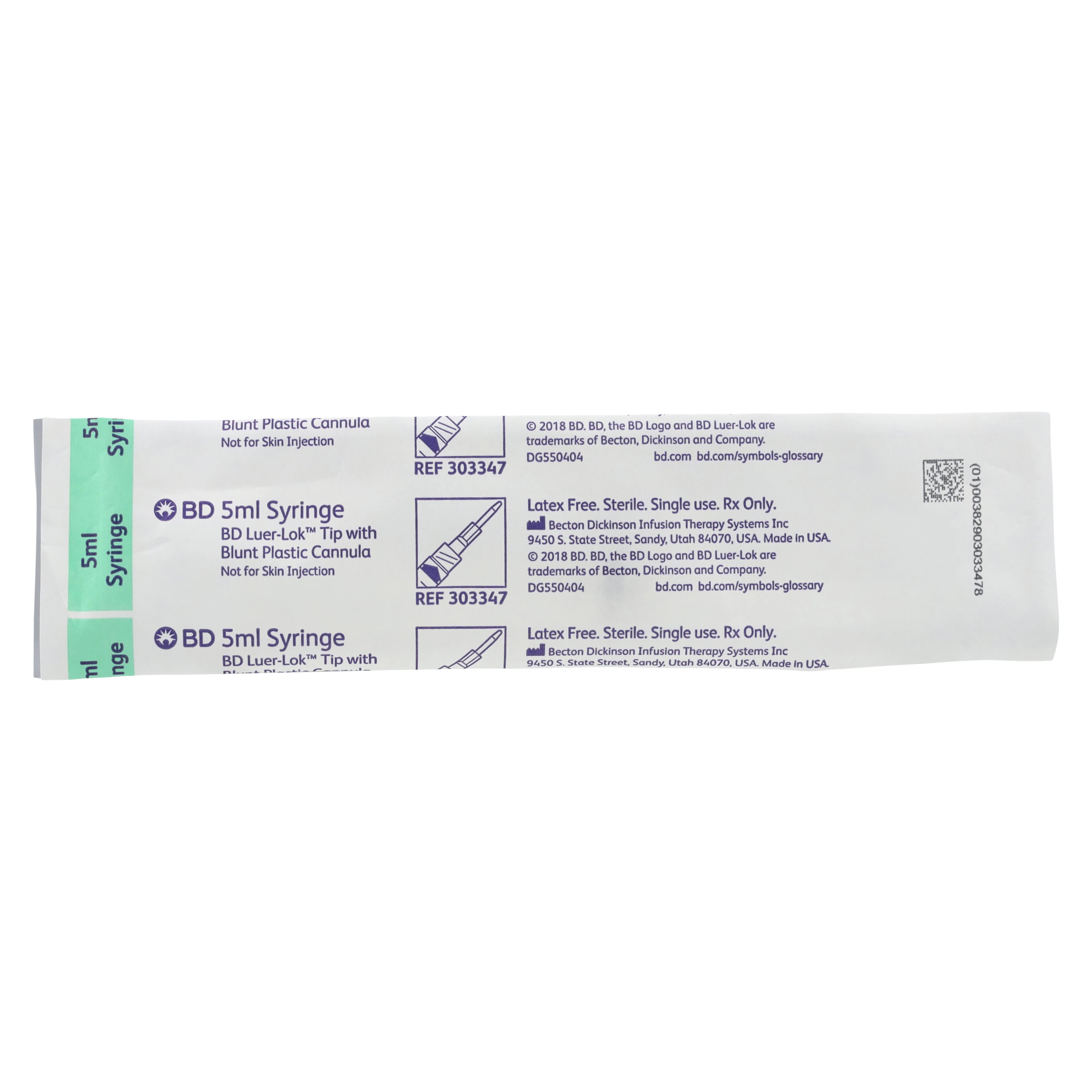 Becton-Dickinson Interlink System IV Syringe with Blunt Plastic Cannula, 17 Gauge, 5cc, Sterile, Latex-Free, Clear, 100/Box
