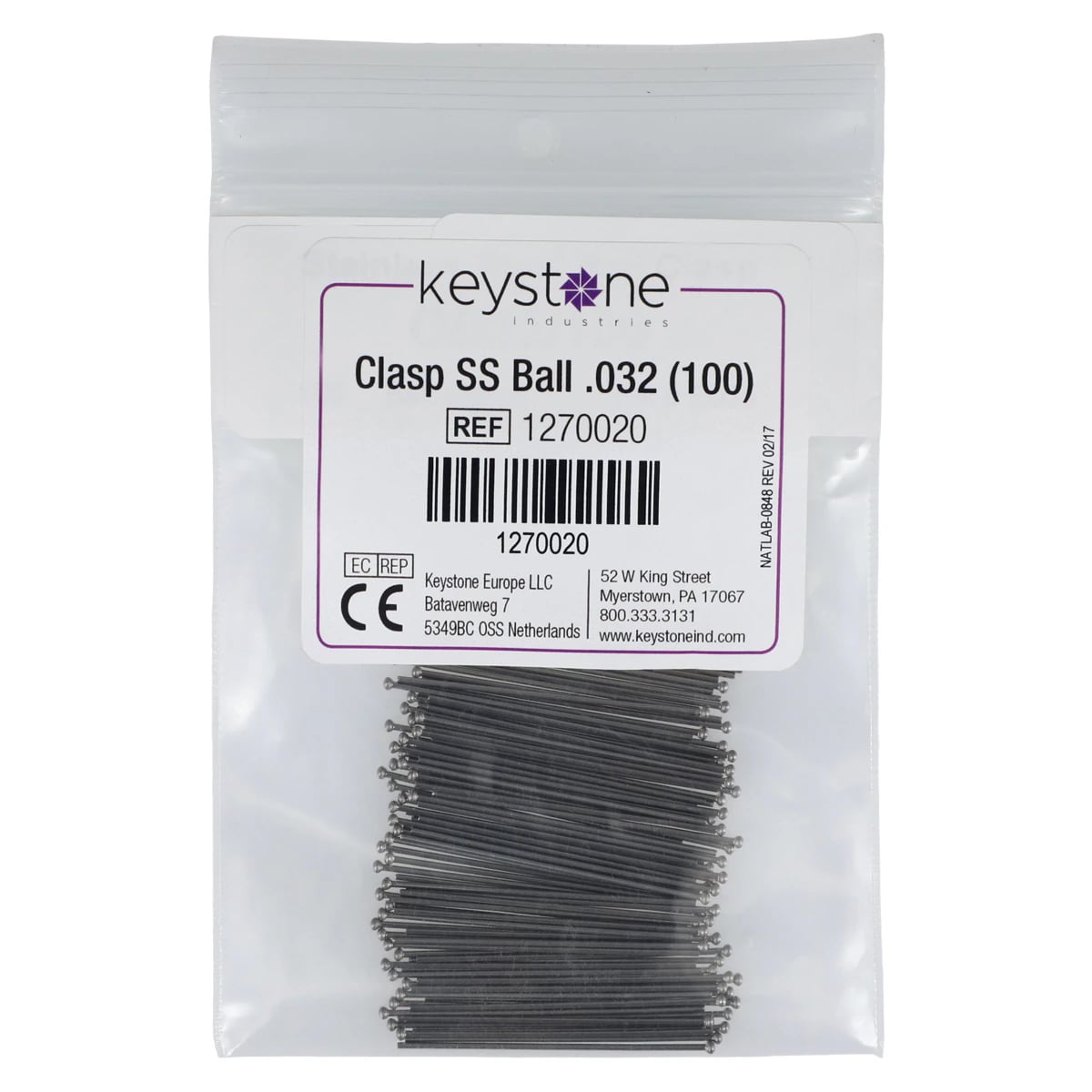 Ball Clasp Stainless Steel 0.8mm (.032"), 100/Box