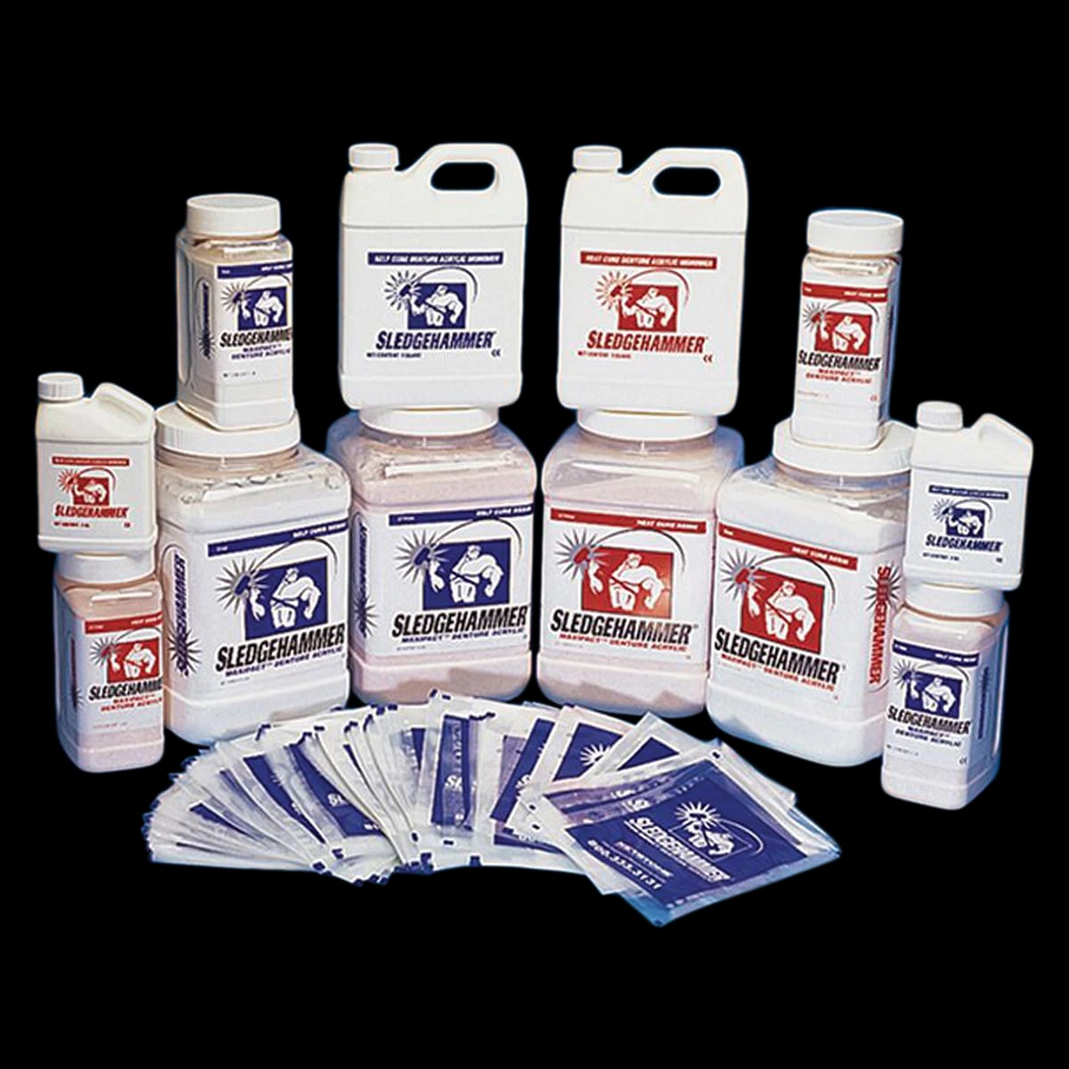 Sledgehammer Self-Cure Denture Acrylic Powder & Liquid Kit, Light Fiber Plus, 1 lb Powder / 8 oz Liquid
