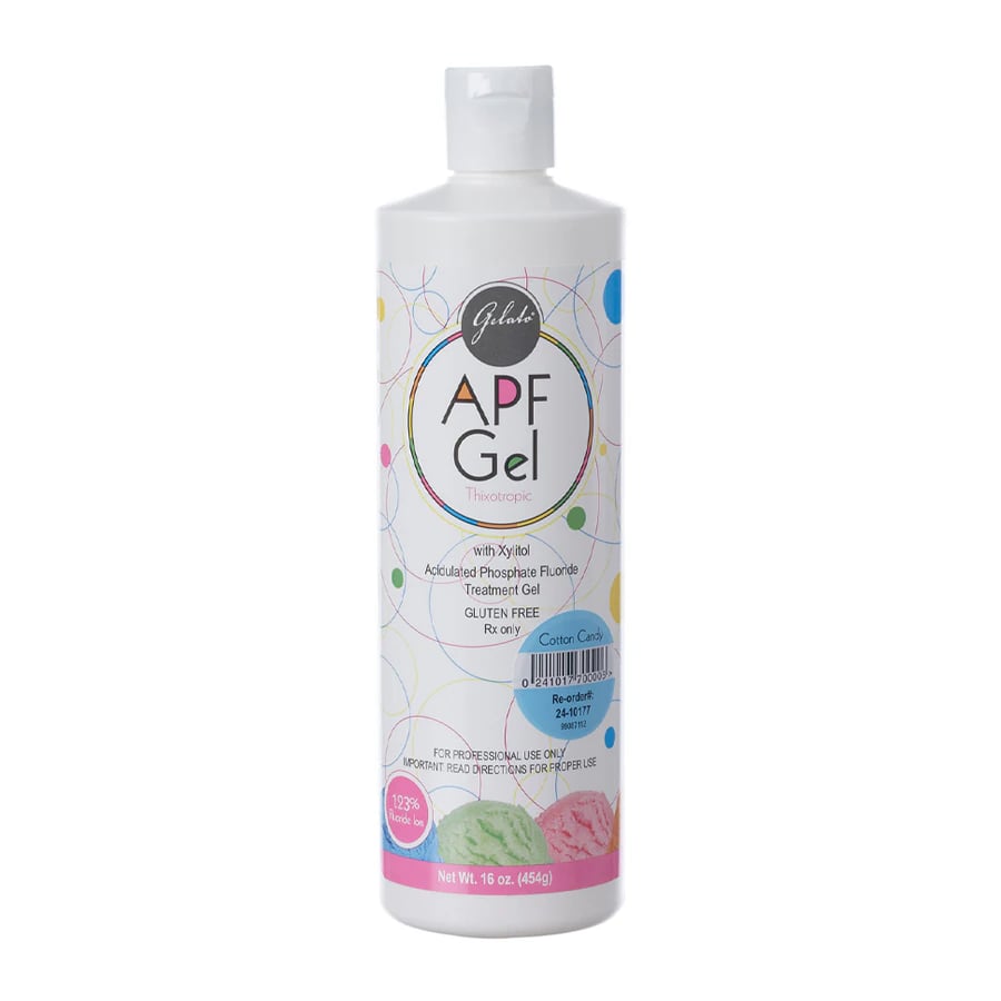Gelato APF Fluoride Gel, 1.23% Acidulated Phosphate Fluoride, 60-Second Thixotropic Gel, Cotton Candy, 16 oz Bottle, 24-10177