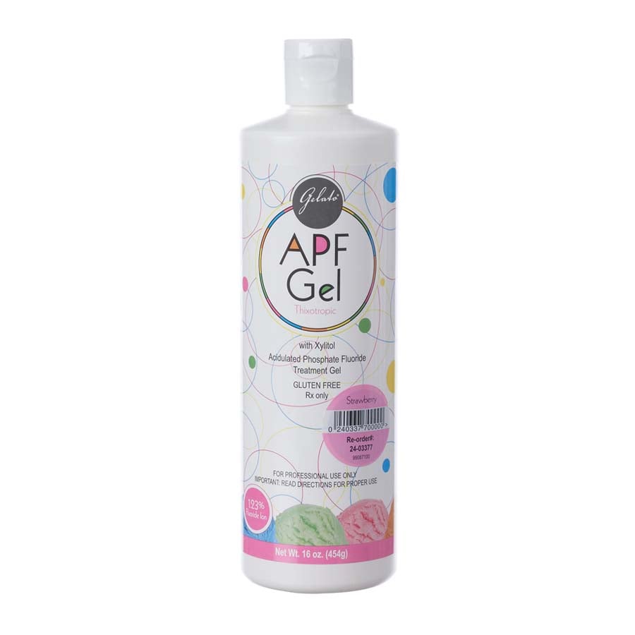 Gelato APF Fluoride Gel, 1.23% Acidulated Phosphate Fluoride, 60-Second Thixotropic Gel, Strawberry, 16 oz Bottle, 24-03377
