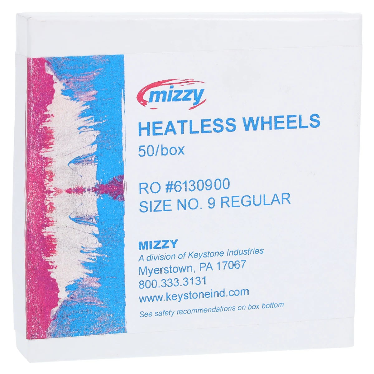 Mizzy Heatless Wheels, #9 Regular, Gray, 3/32" x 3/4" (2.4 x 19 mm), 50/Pkg, 1900180