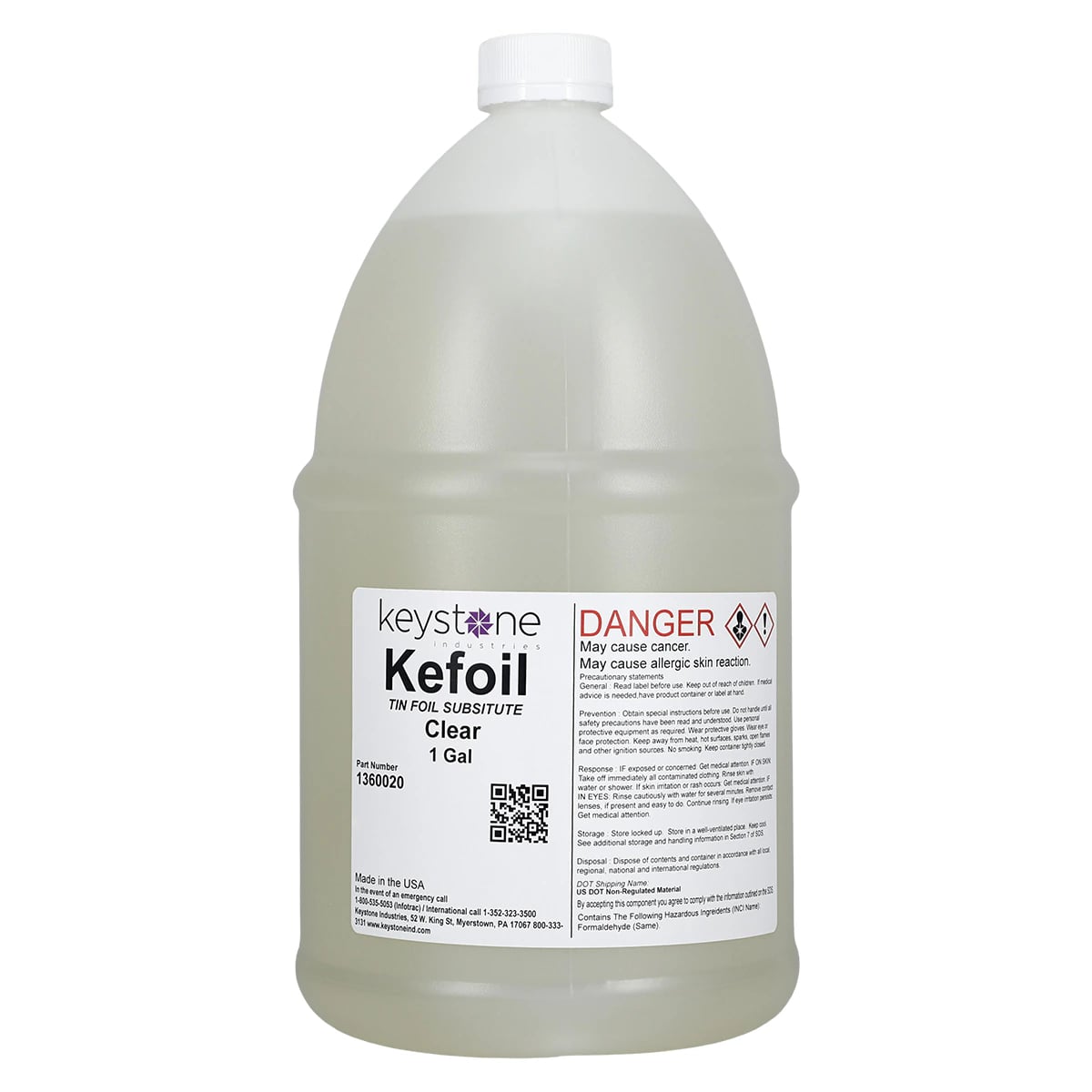 Kefoil Tin Foil Substitute, Clear, Alcohol-Free, 1 Gallon Bottle, 1360020